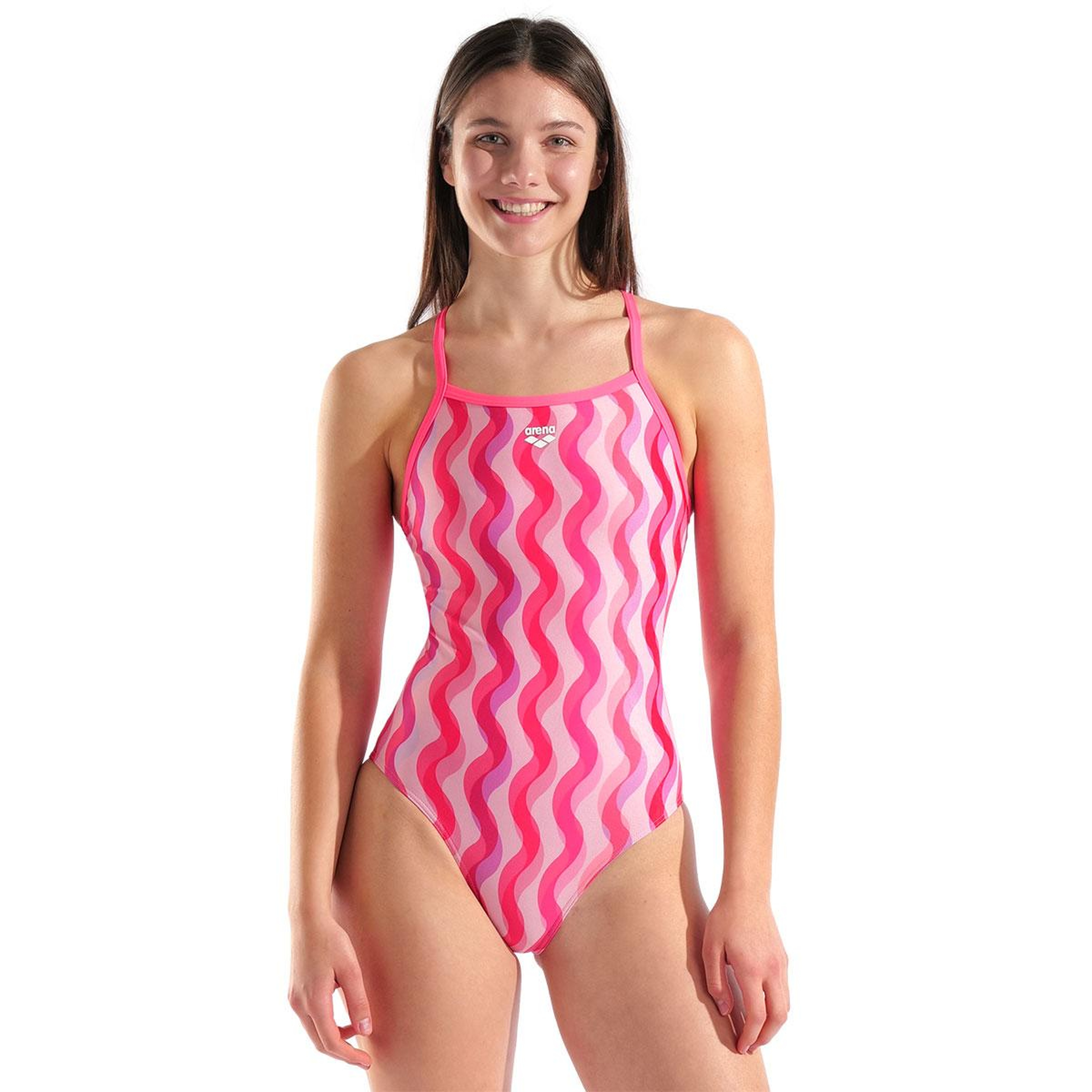 Ripple Print Swimsuit Lightdrop Kadın Pembe Yüzücü Mayosu 010980990