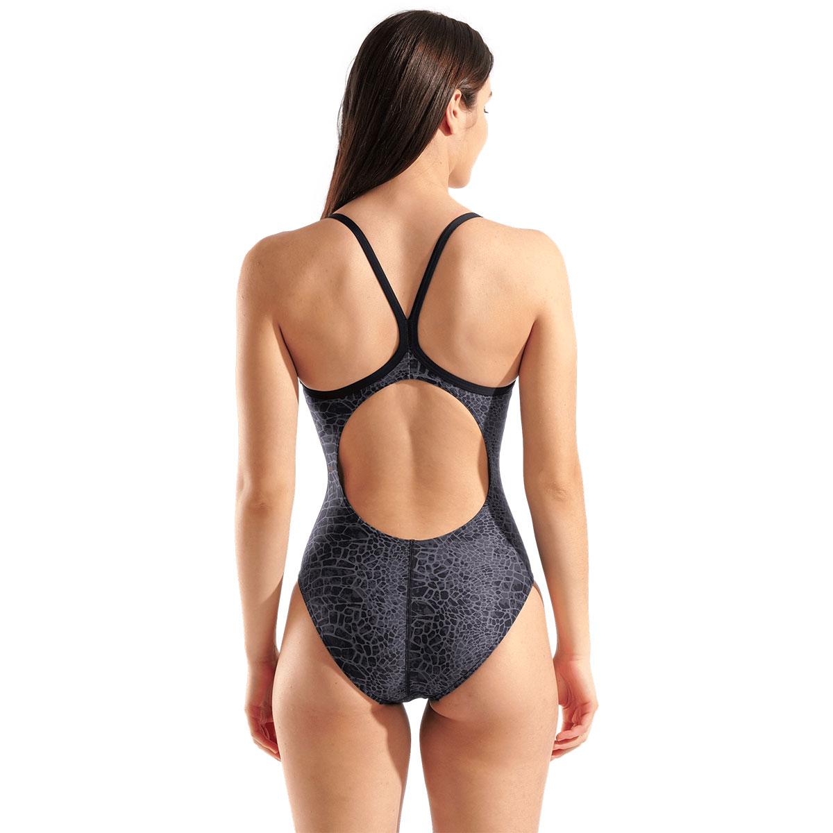 Snakeskin Swimsuit Lightdrop Back Kadın Siyah Yüzücü Mayosu 010157500