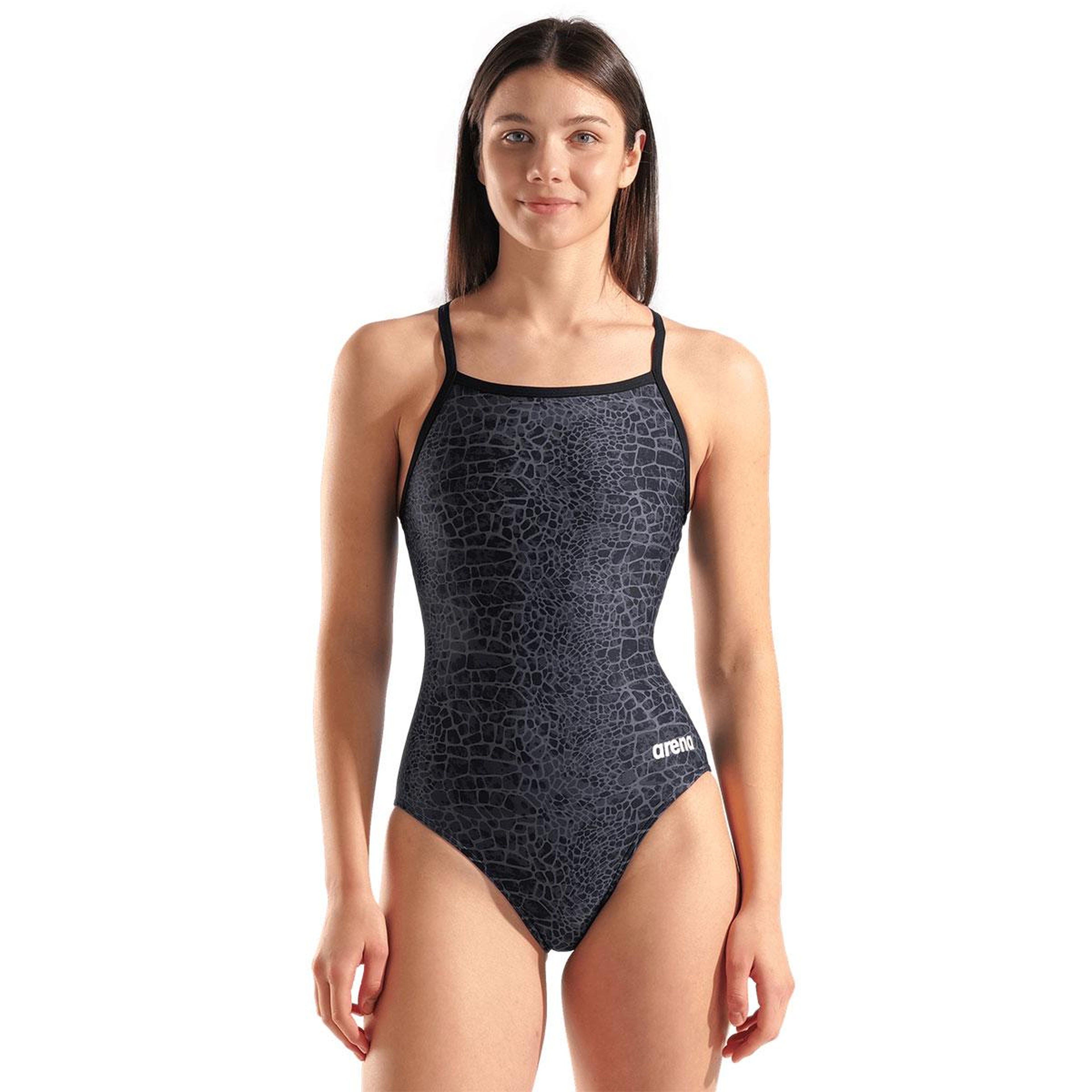 Snakeskin Swimsuit Lightdrop Back Kadın Siyah Yüzücü Mayosu 010157500