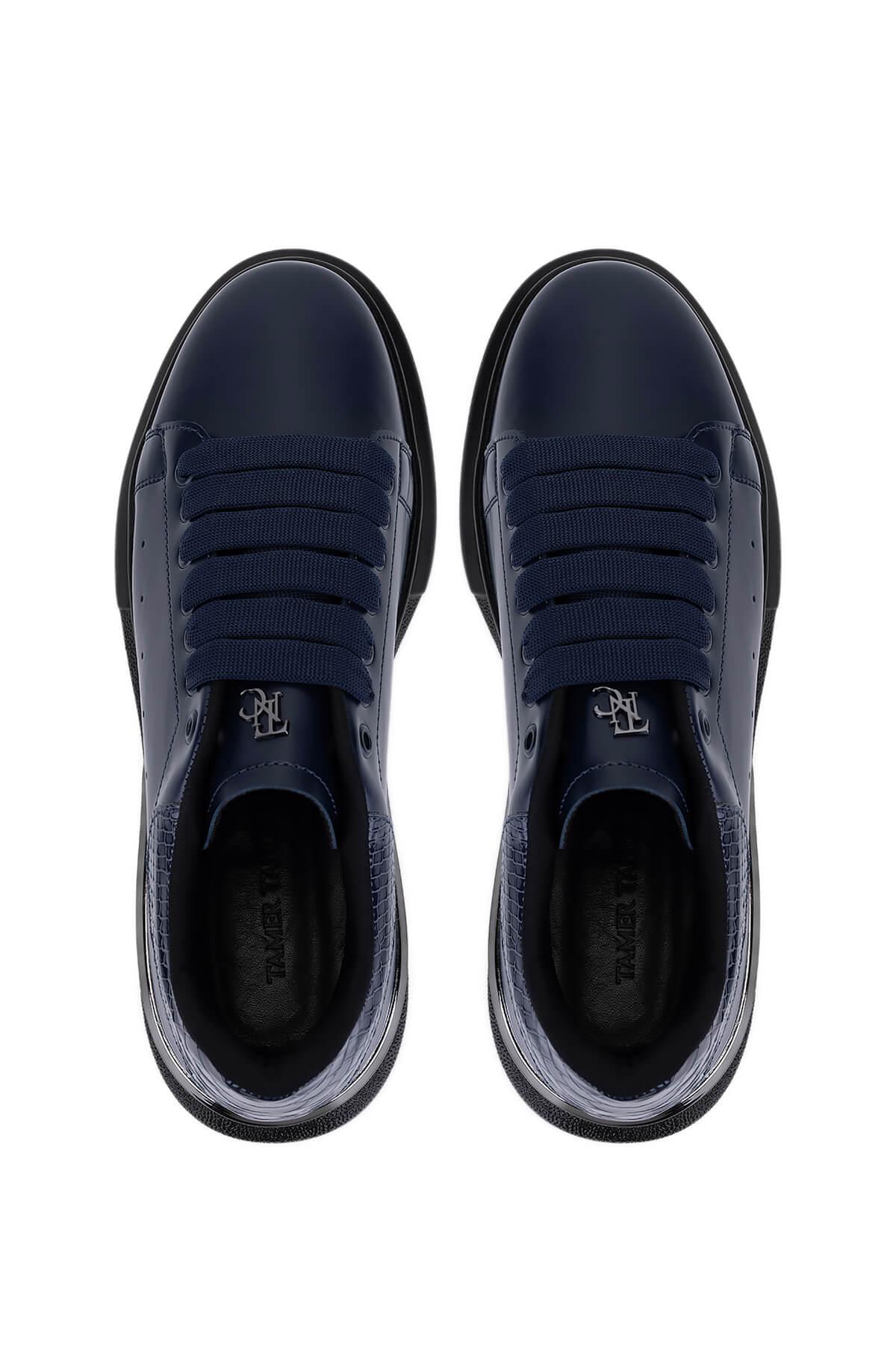 Tamer Tanca Erkek Suni Deri Lacivert Sneakers & Spor Ayakkabı