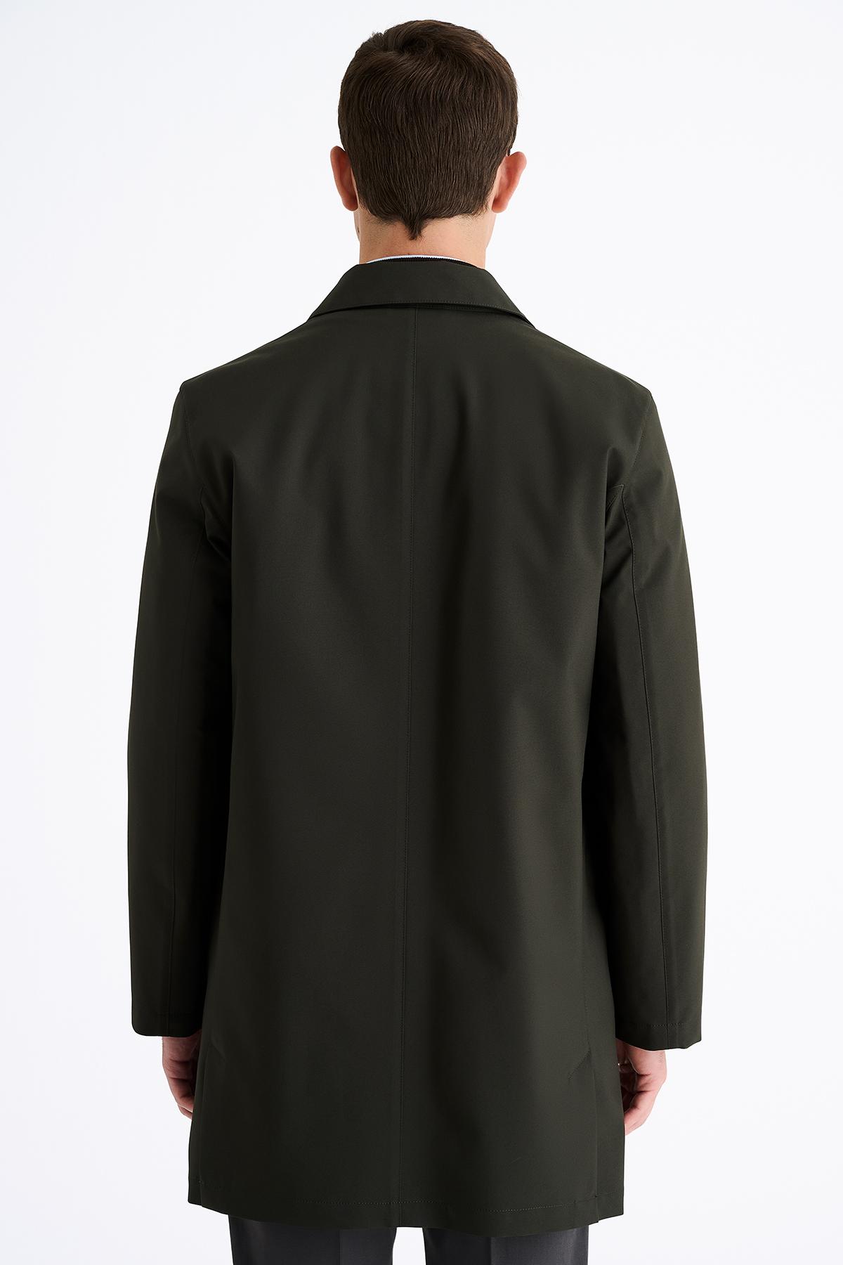 Erkek Koyu Yeşil Su Geçirmez Trençkot