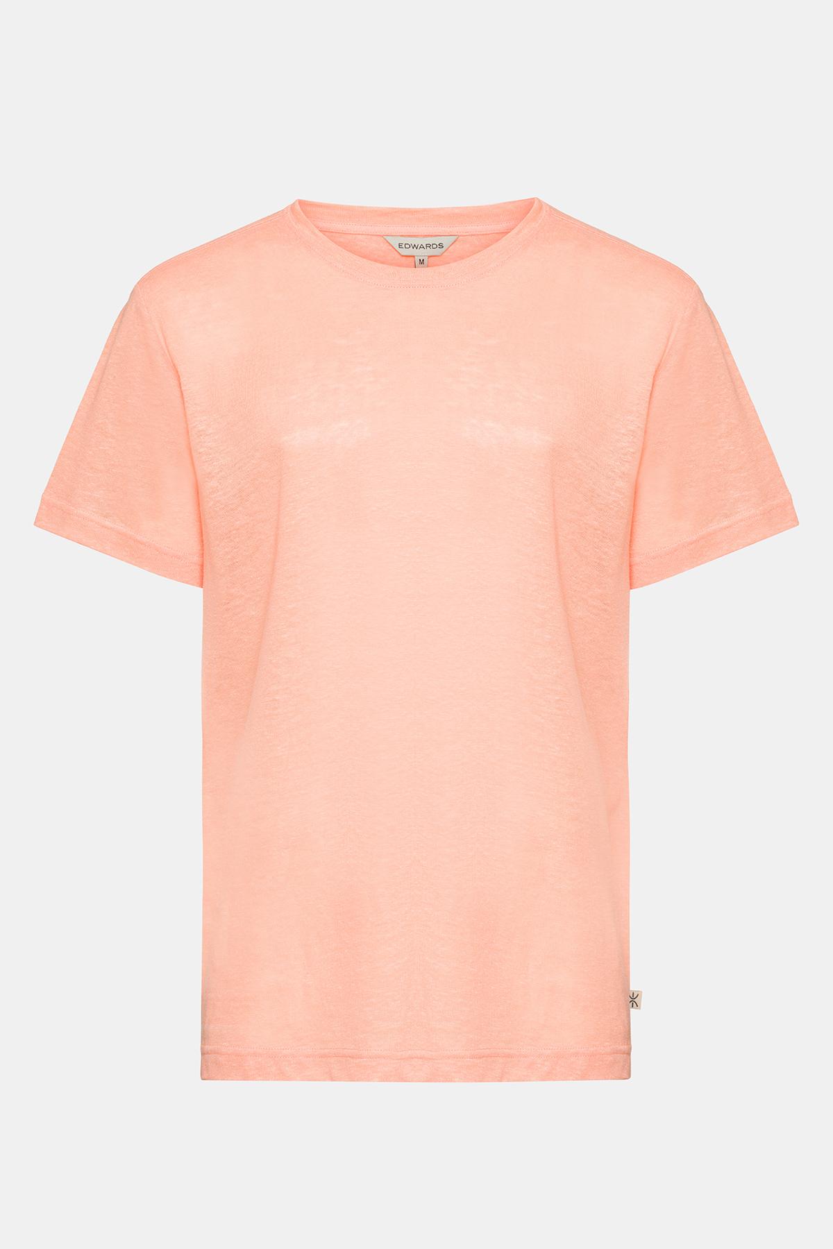 Erkek Pembe Bisiklet Yaka Keten T-Shirt