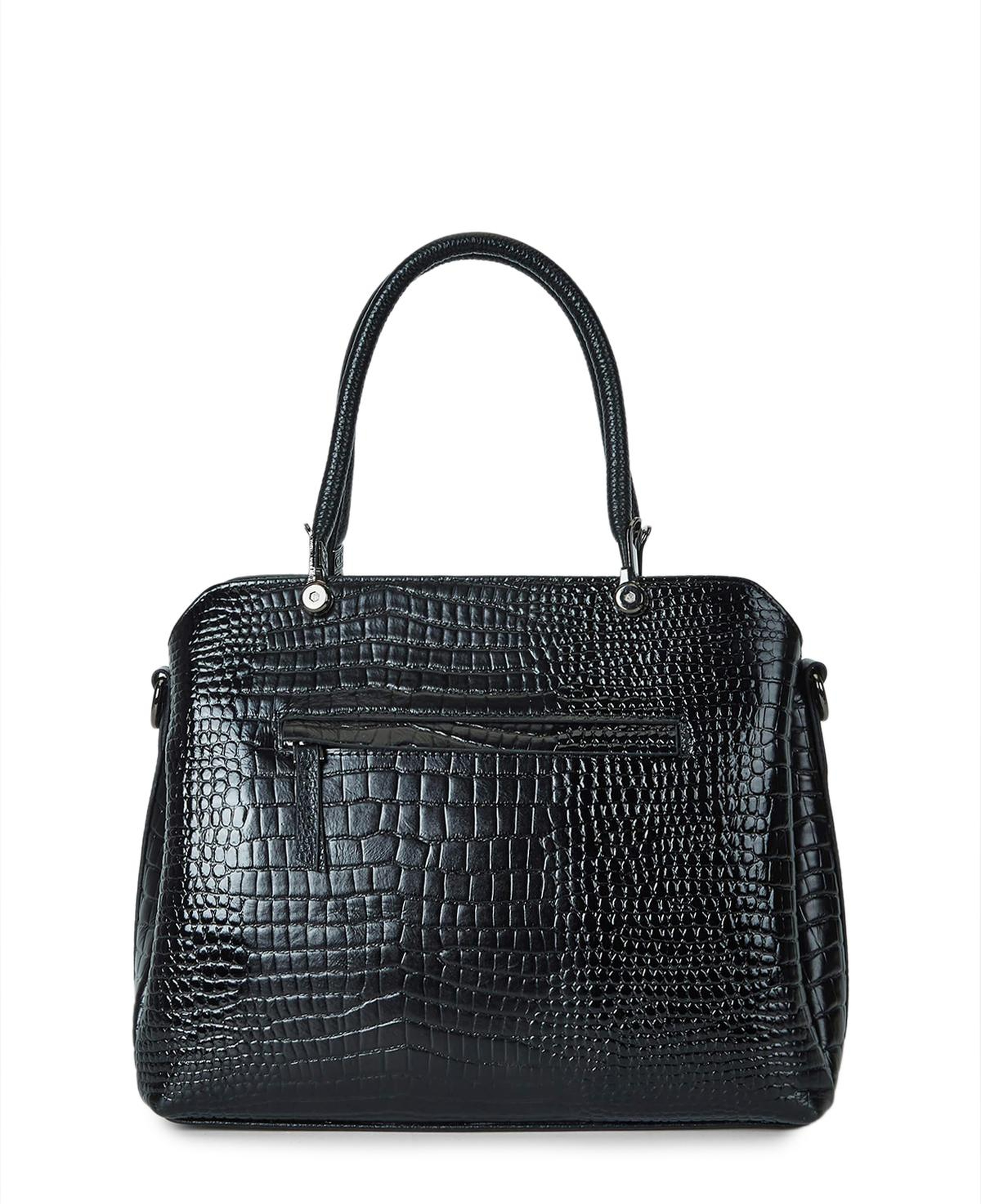 Tamer Tanca Kadın Hakiki Deri Siyah Kroko Kol Çantası
