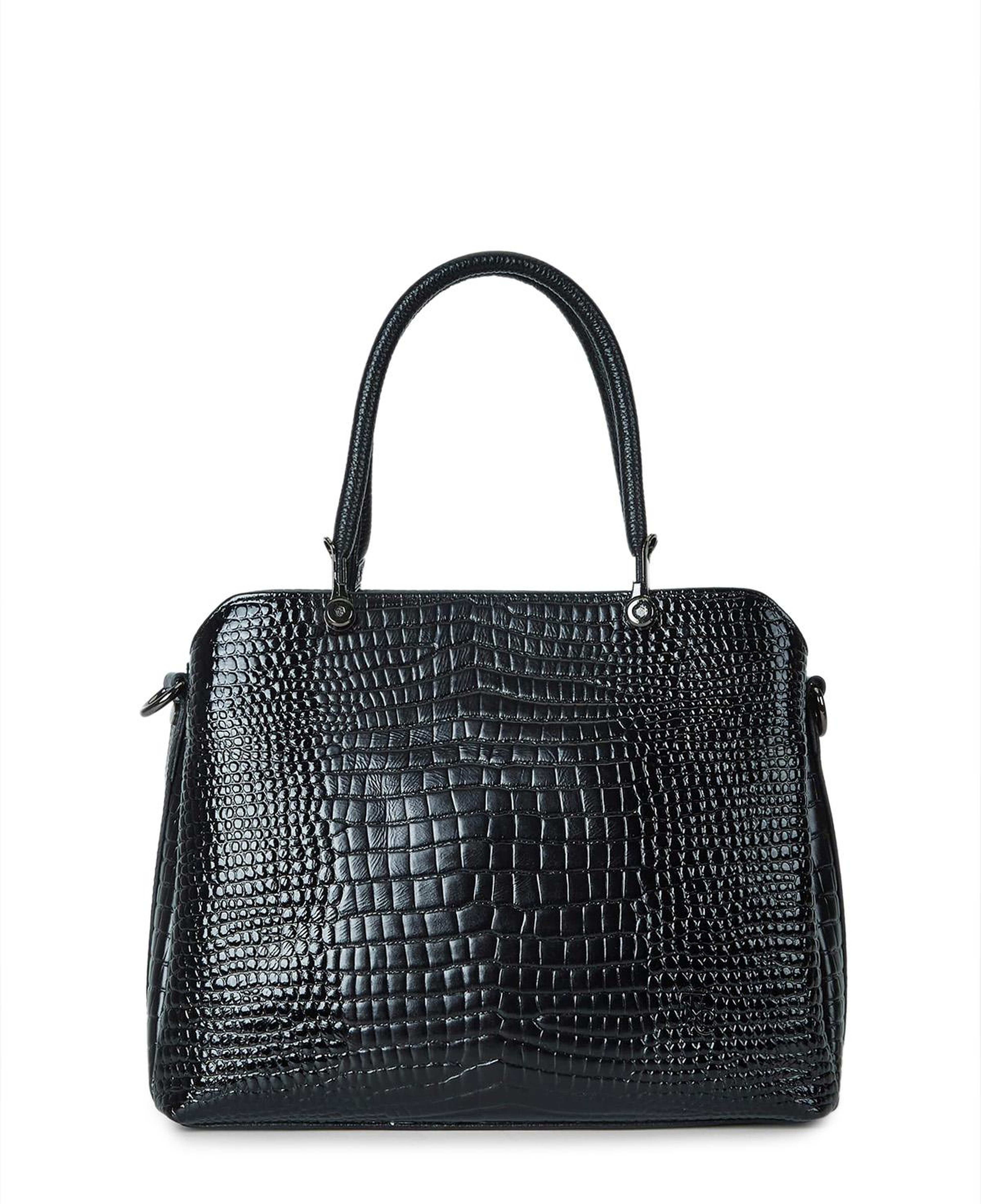 Tamer Tanca Kadın Hakiki Deri Siyah Kroko Kol Çantası