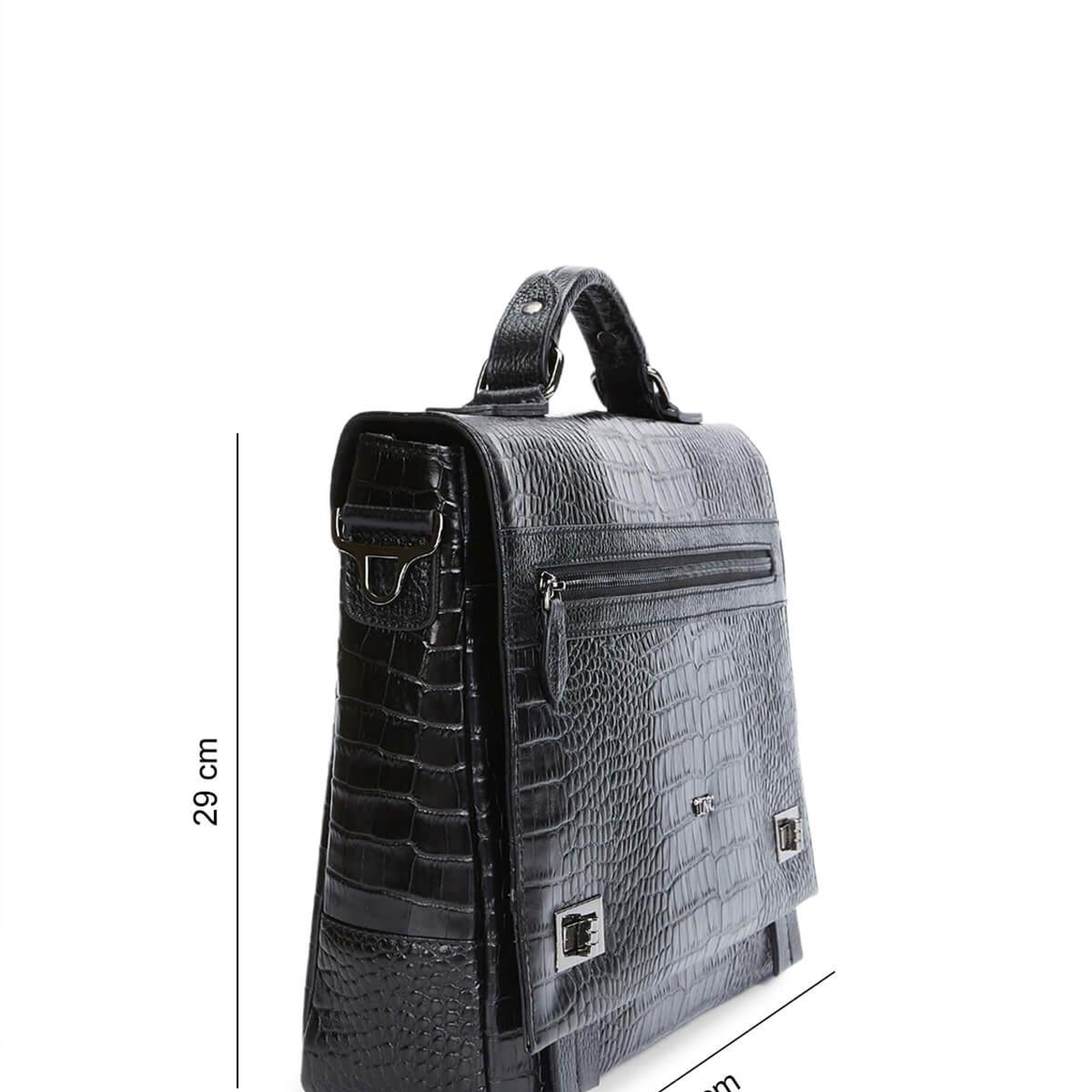 Tamer Tanca Erkek Hakiki Deri Siyah Kroko Evrak Çantası