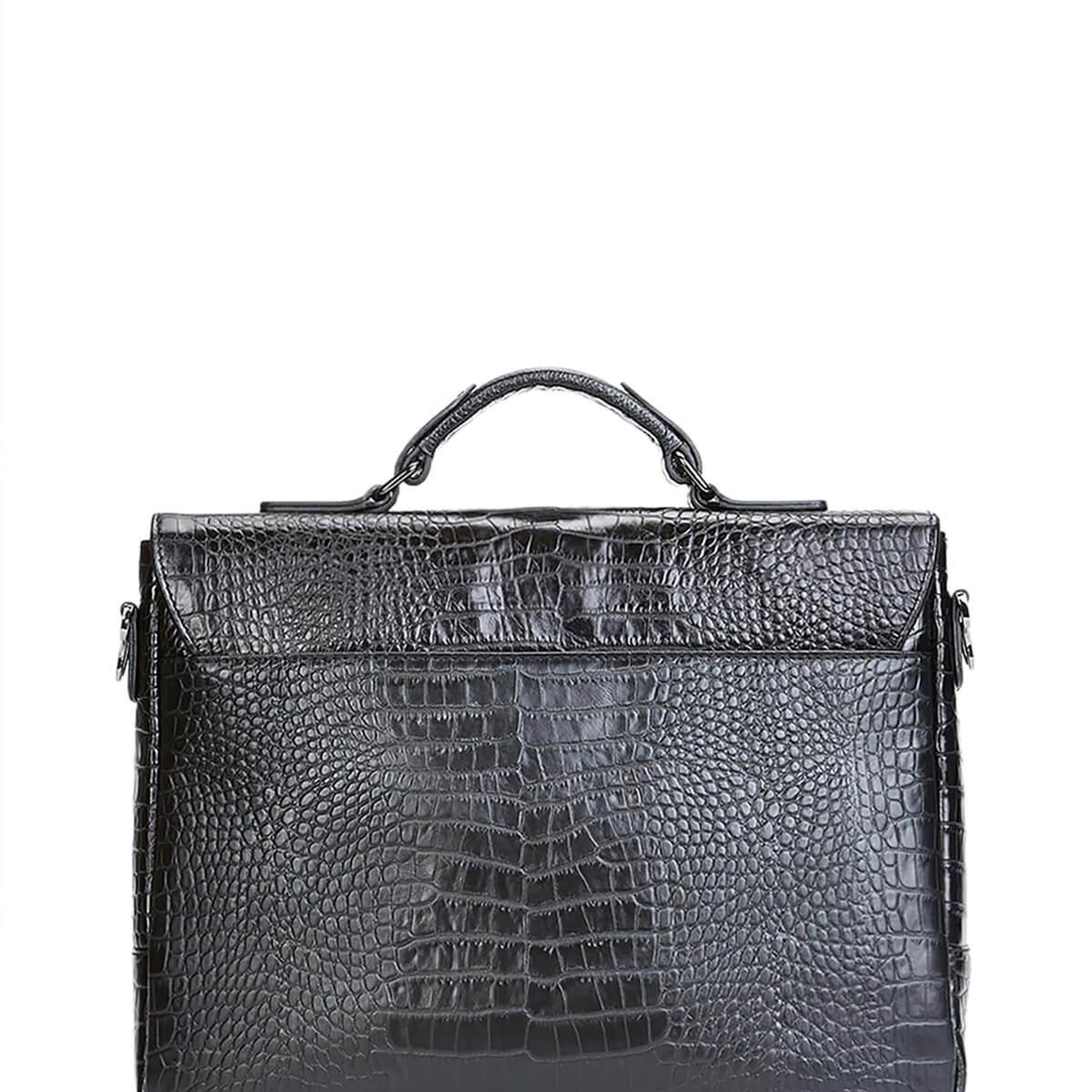 Tamer Tanca Erkek Hakiki Deri Siyah Kroko Evrak Çantası
