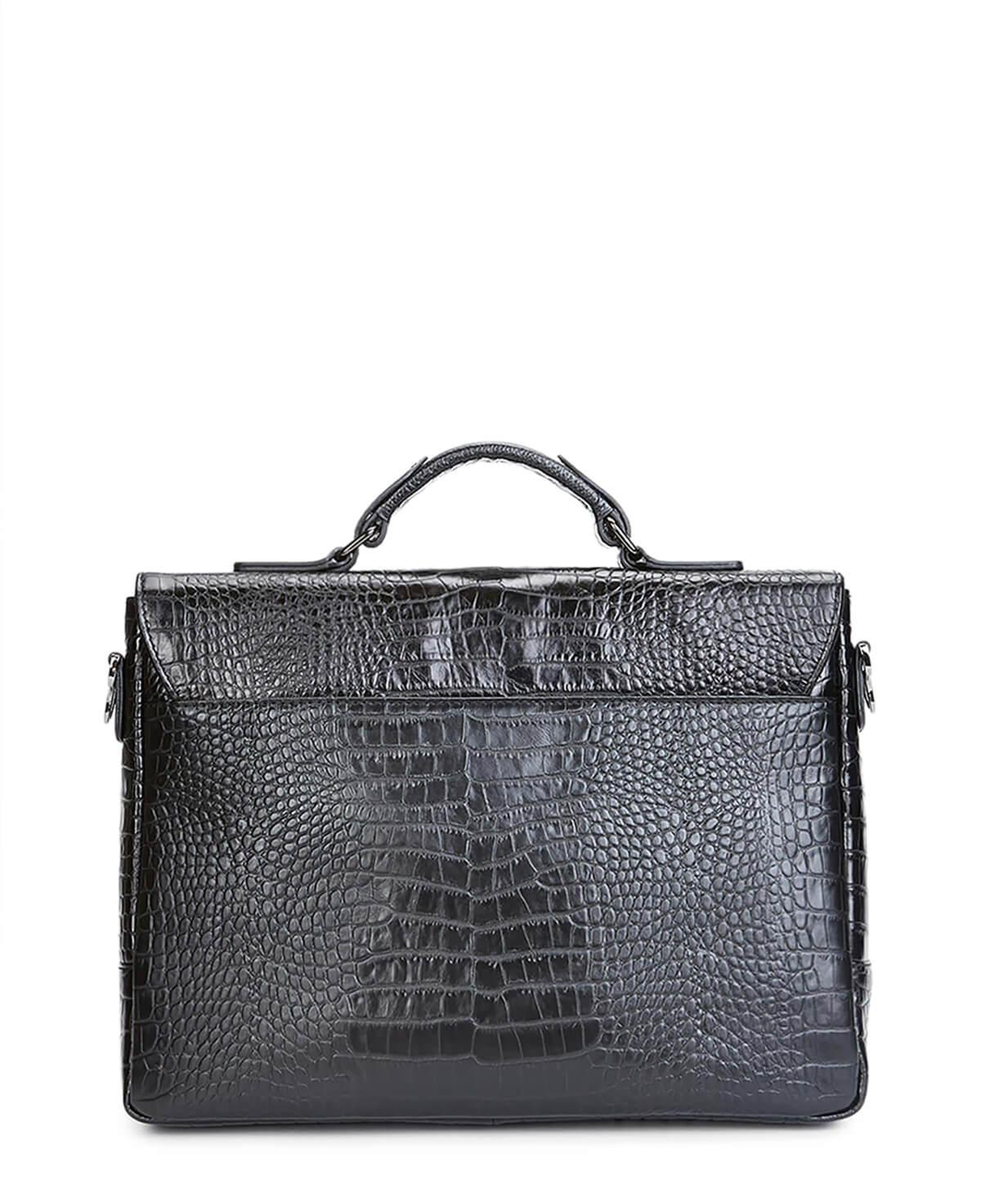 Tamer Tanca Erkek Hakiki Deri Siyah Kroko Evrak Çantası