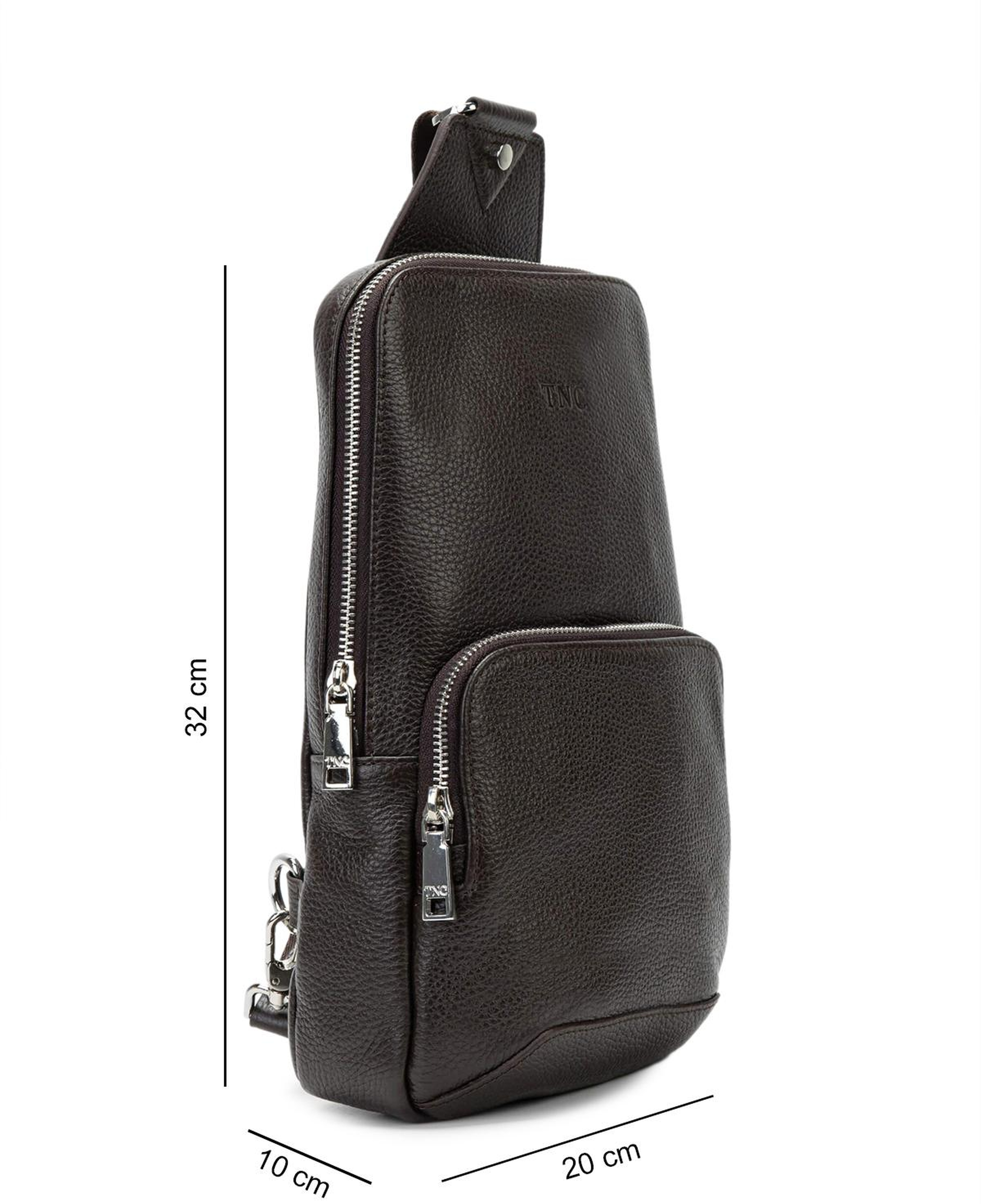 Tamer Tanca Erkek Hakiki Deri Kahverengi Body Bag Çanta