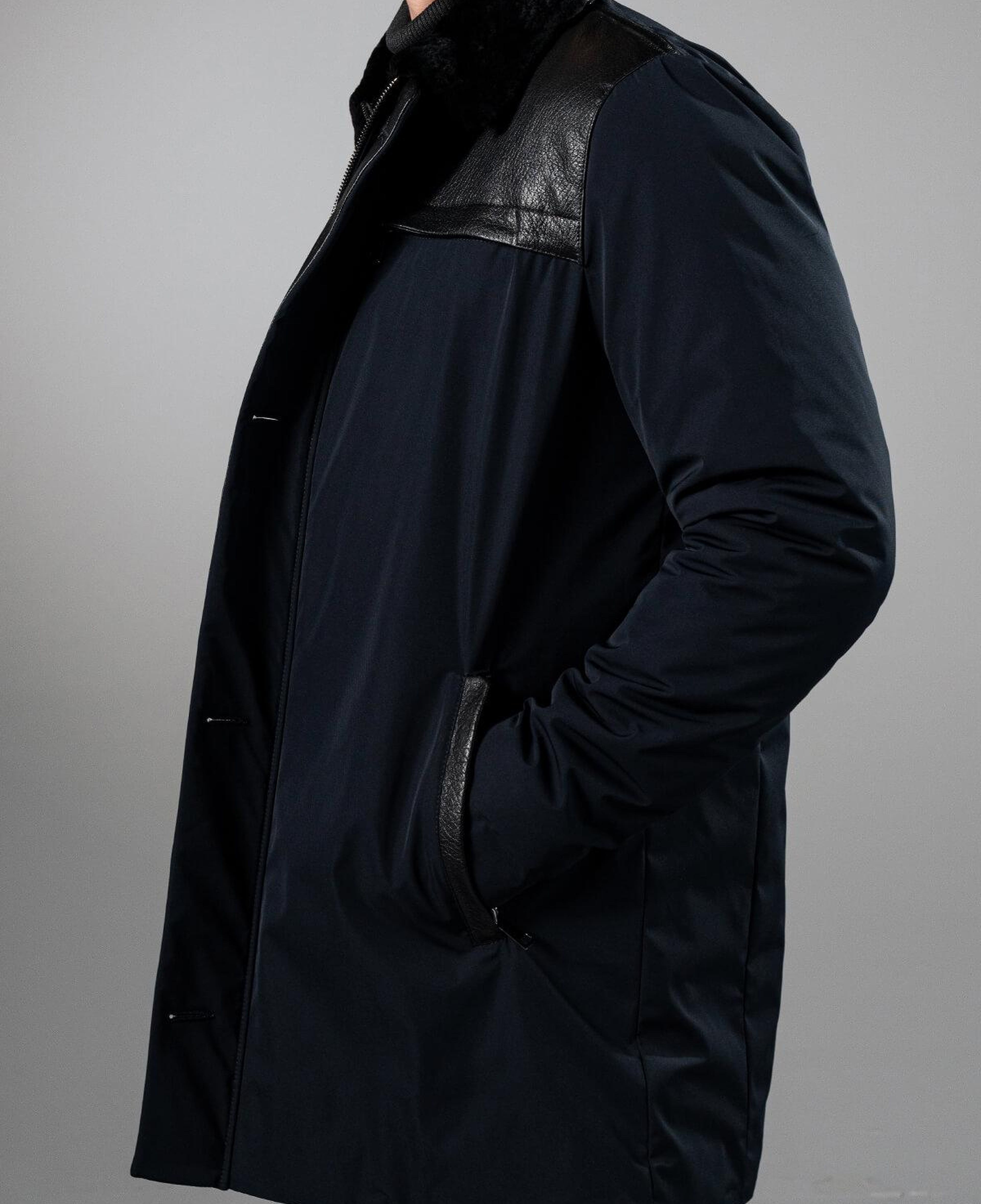 Tamer Tanca Erkek Tekstil & Deri Lacivert Mont