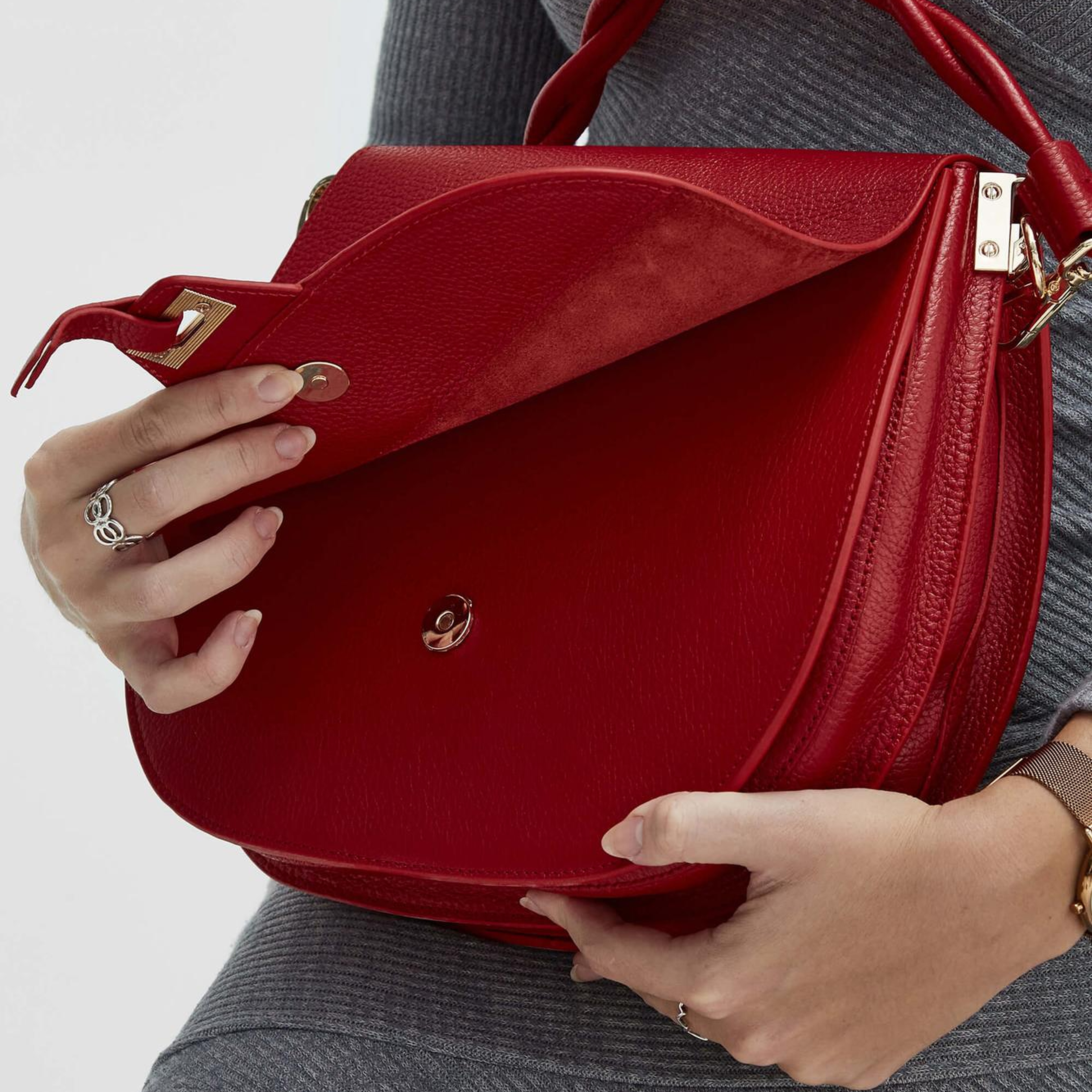 Tamer Tanca Kadın Hakiki Deri Kırmızı Kol Çantası