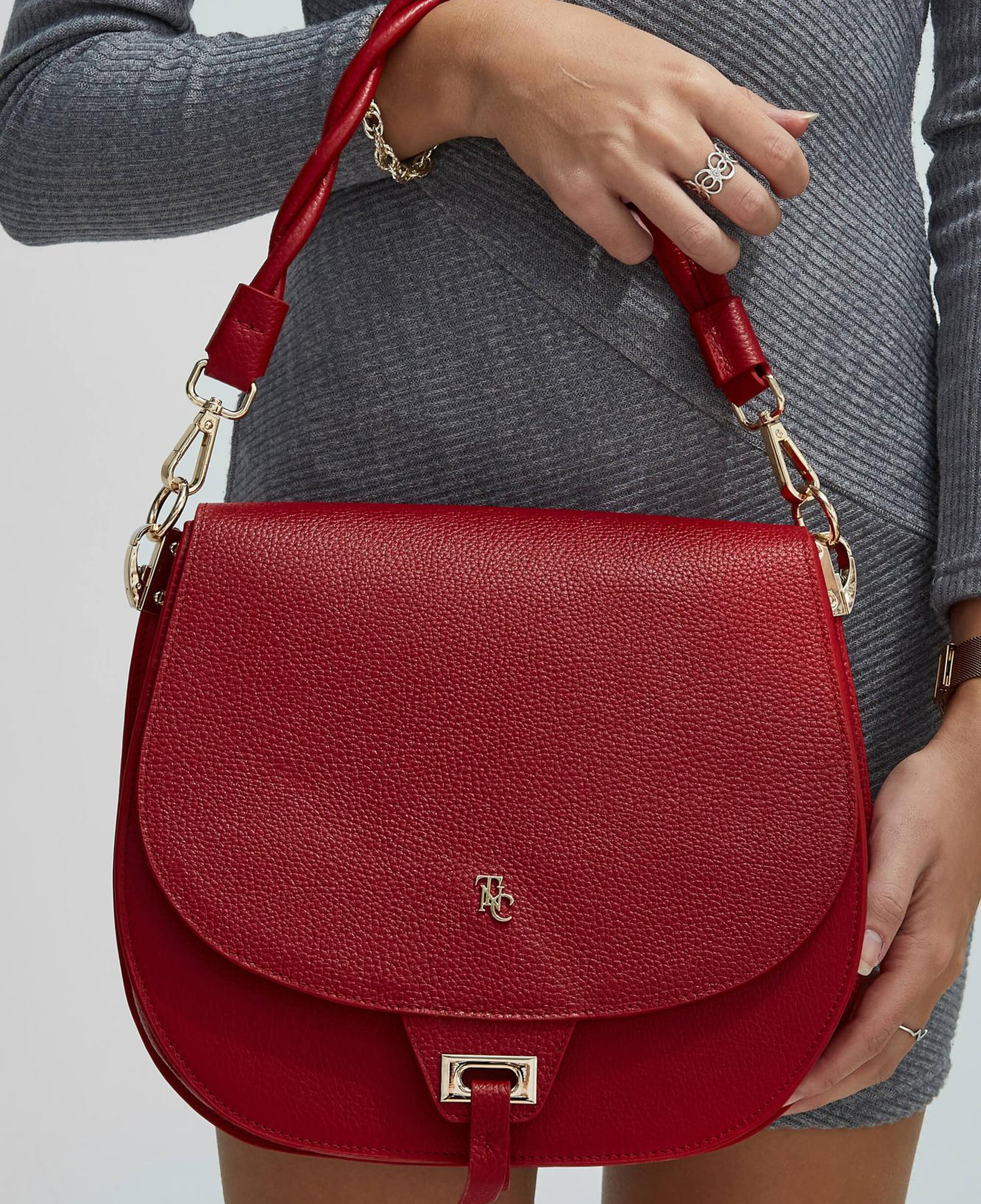 Tamer Tanca Kadın Hakiki Deri Kırmızı Kol Çantası