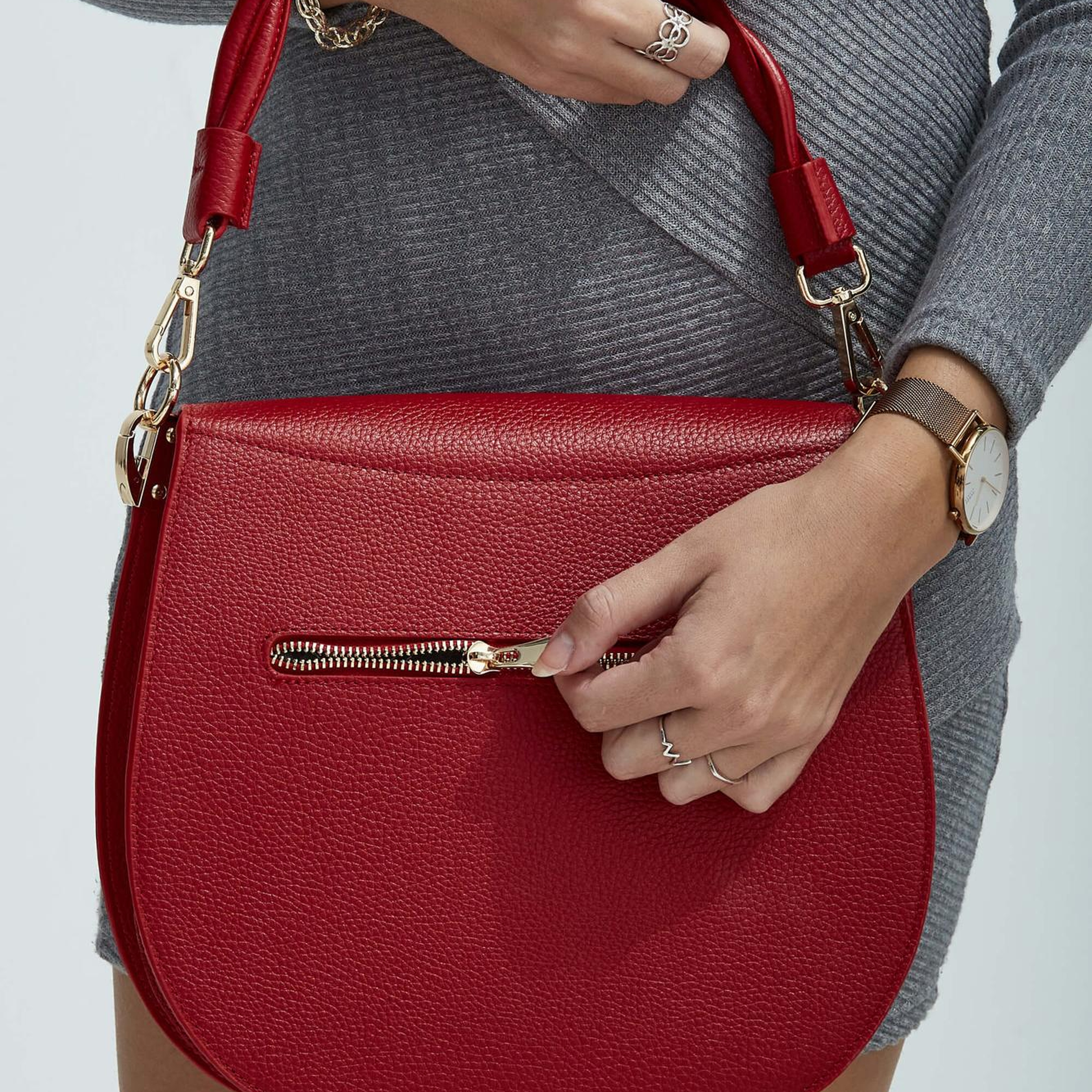 Tamer Tanca Kadın Hakiki Deri Kırmızı Kol Çantası