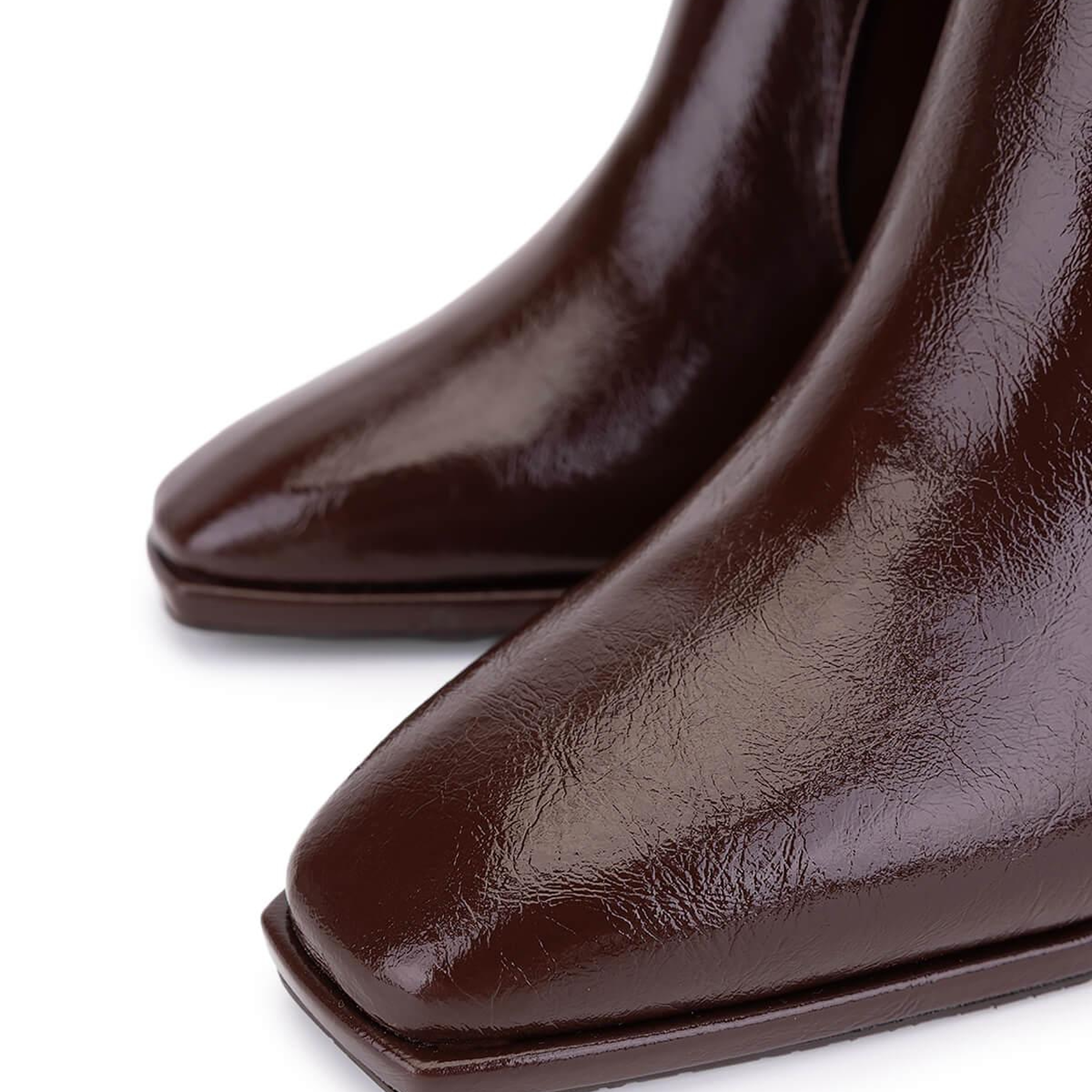 Tamer Tanca Kadın Suni Deri Kahverengi Rugan Topuklu Bot