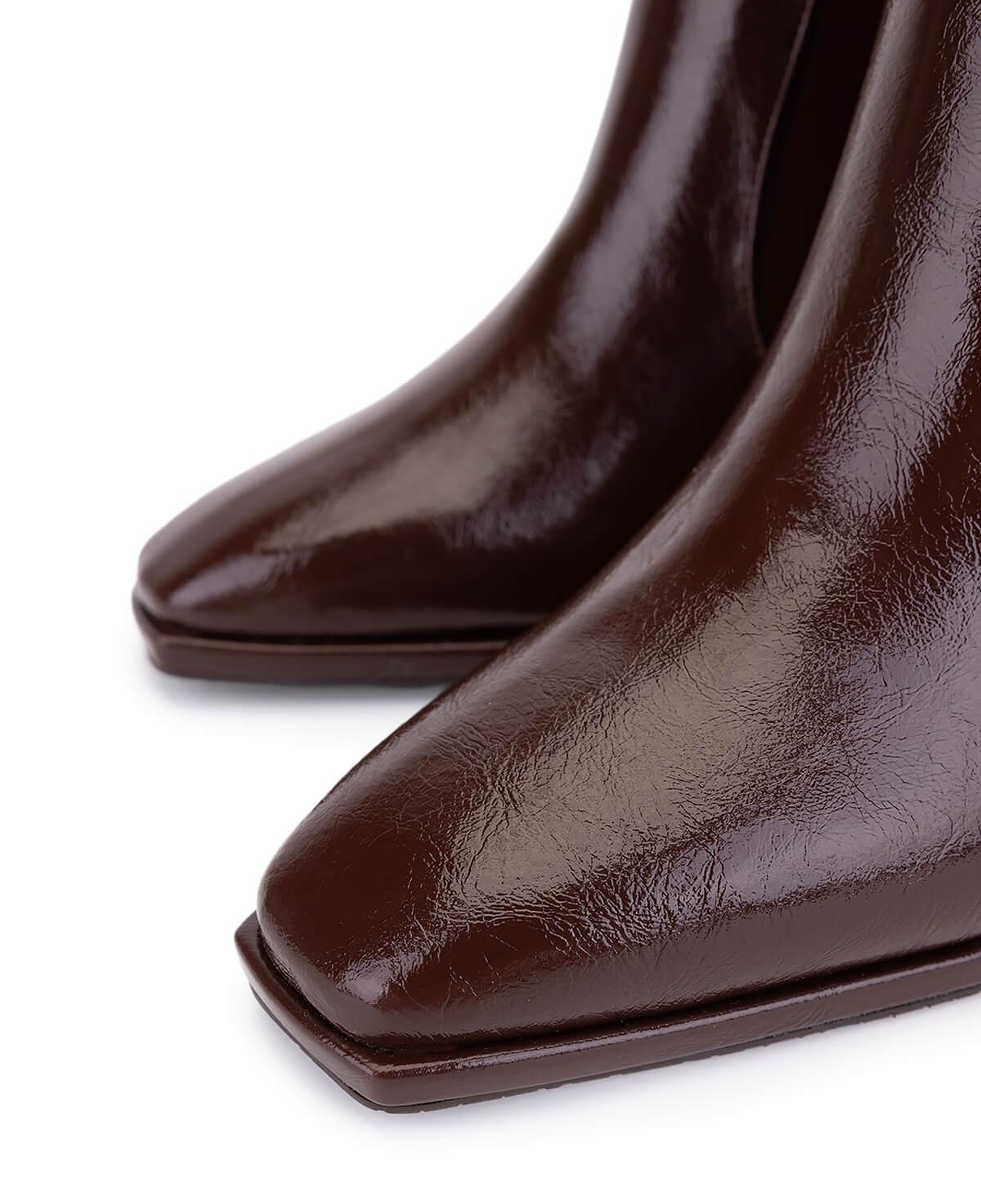 Tamer Tanca Kadın Suni Deri Kahverengi Rugan Topuklu Bot