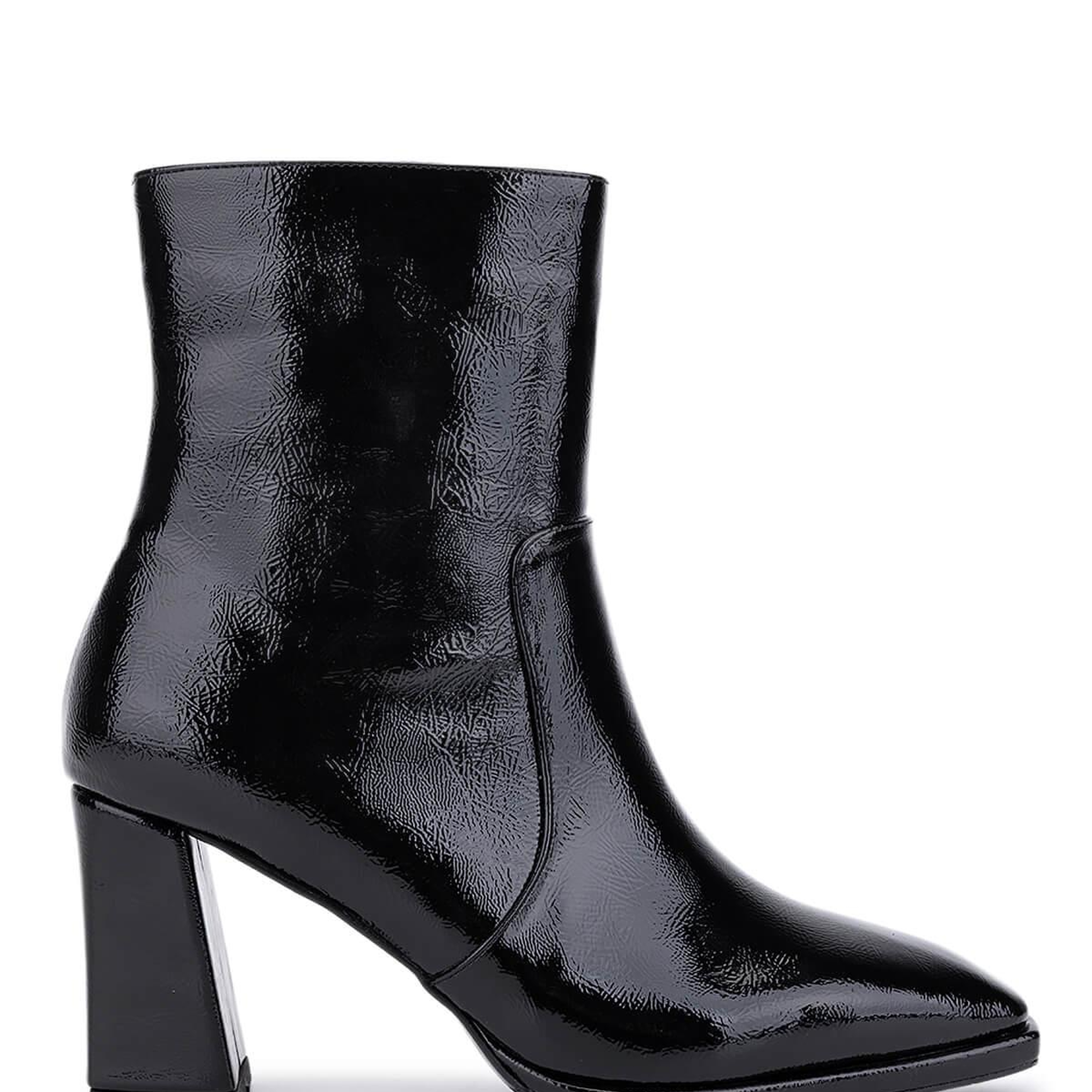 Tamer Tanca Kadın Siyah Kırışık Rugan Topuklu Bot