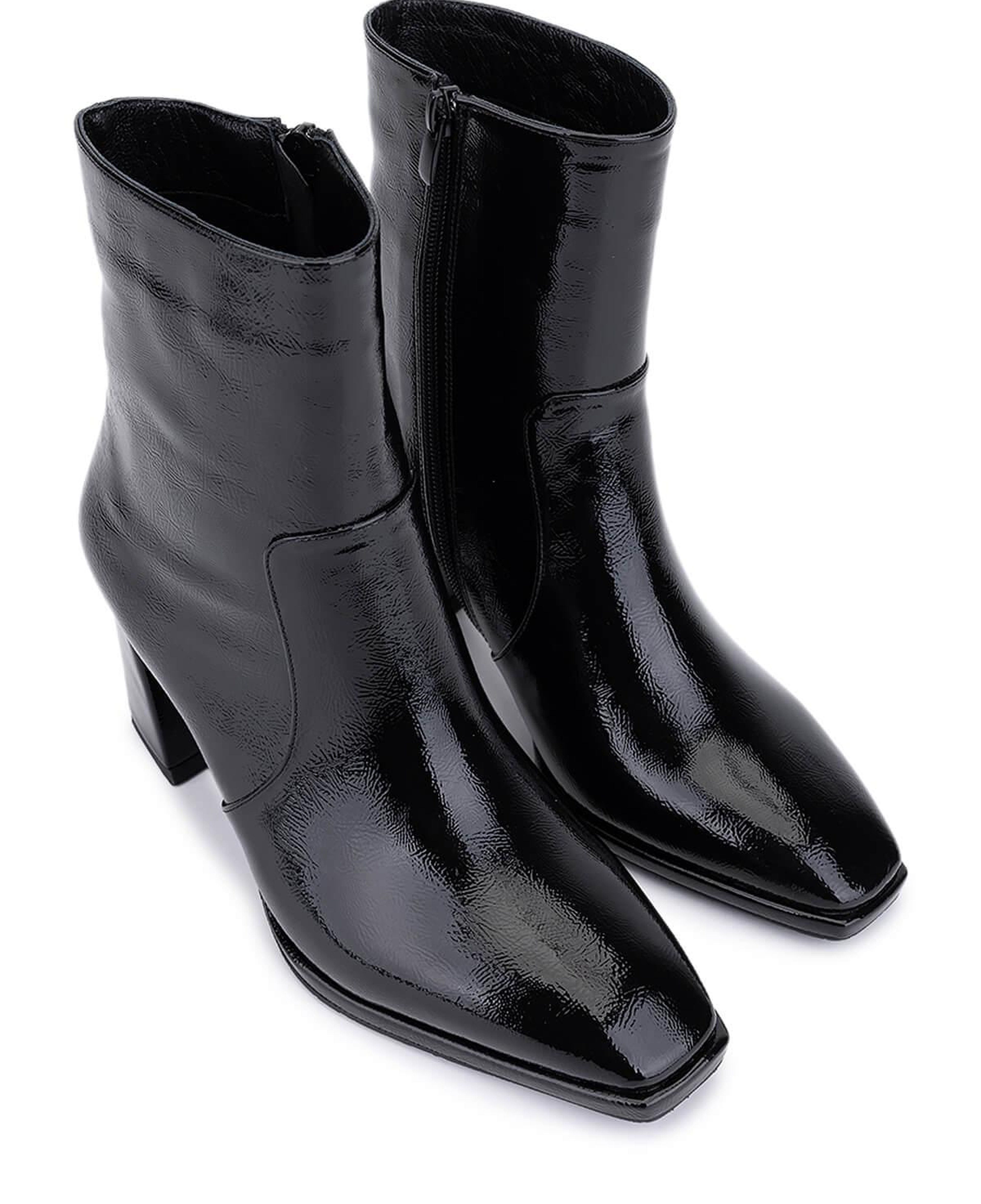 Tamer Tanca Kadın Siyah Kırışık Rugan Topuklu Bot
