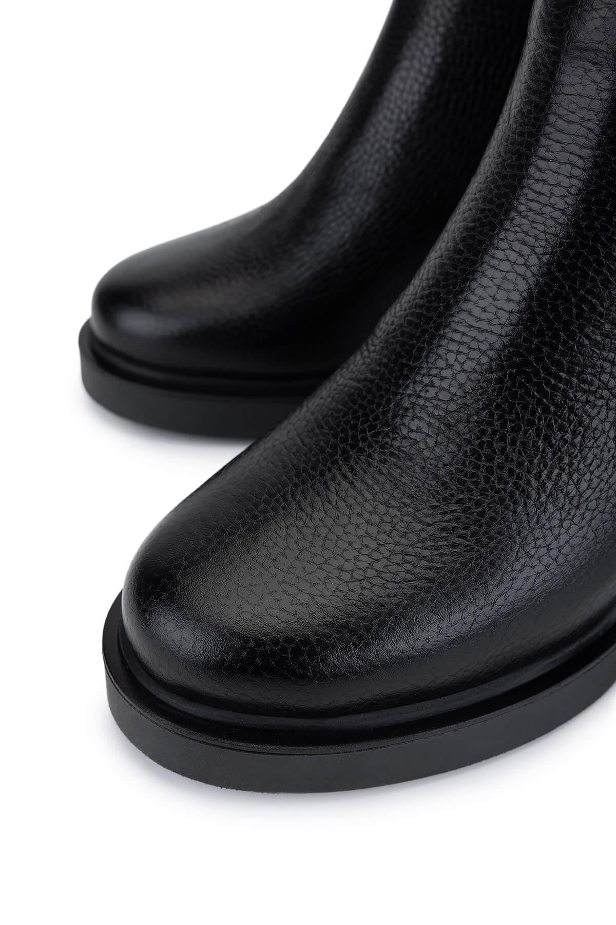 Tamer Tanca Kadın Hakiki Deri Siyah Floter Topuklu Bot