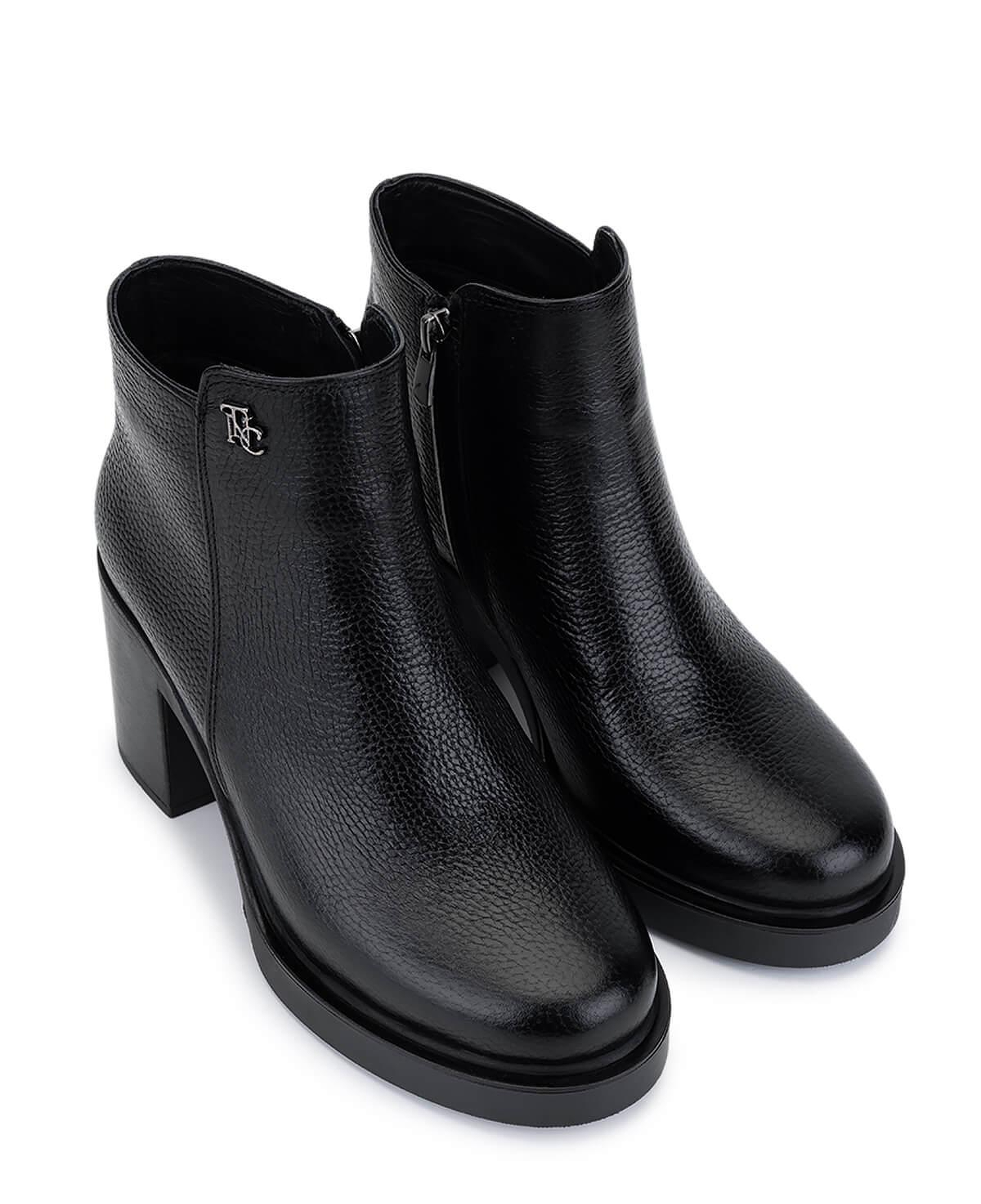 Tamer Tanca Kadın Hakiki Deri Siyah Floter Topuklu Bot