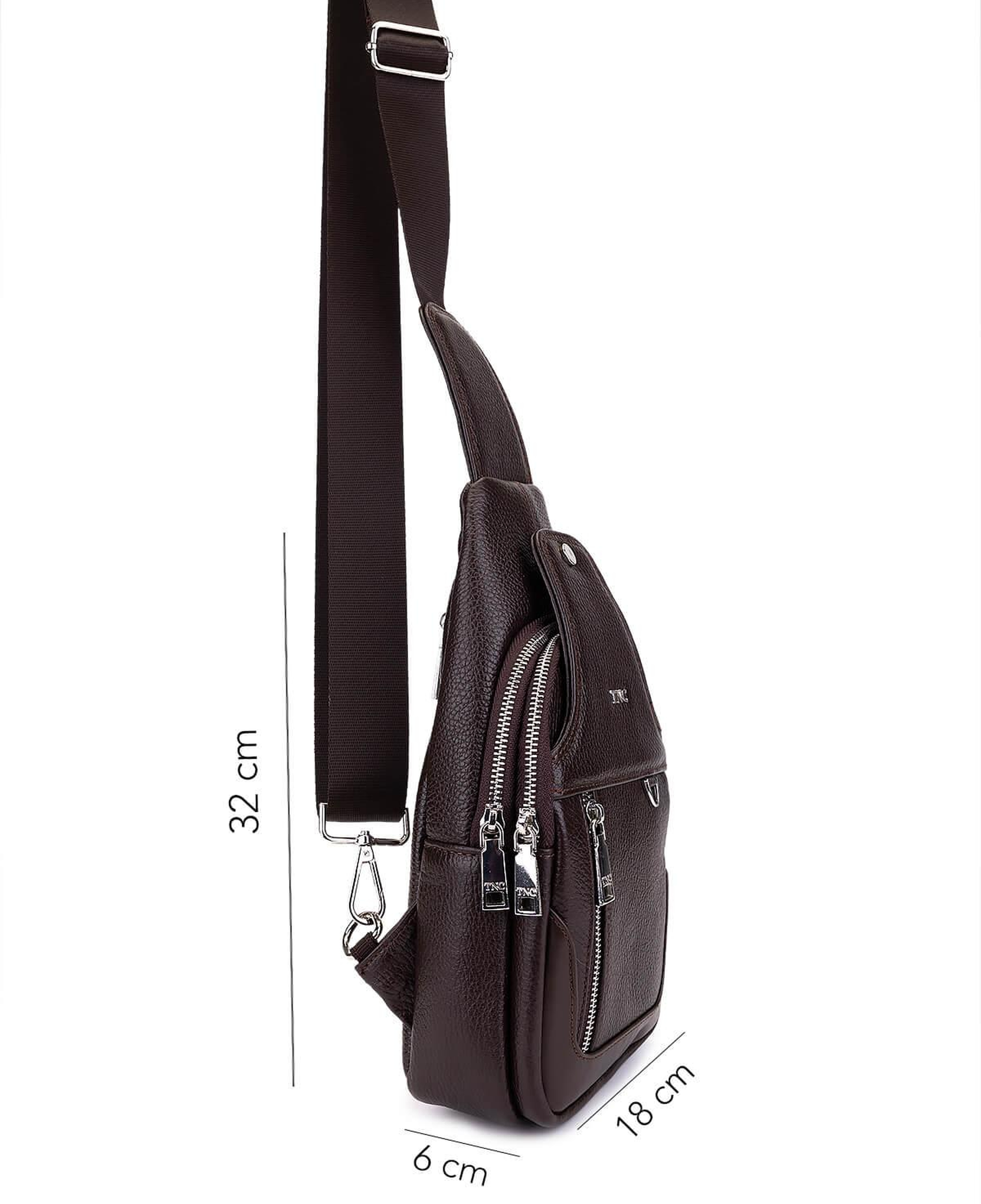 Tamer Tanca Erkek Hakiki Deri Kahverengi Body Bag Çanta