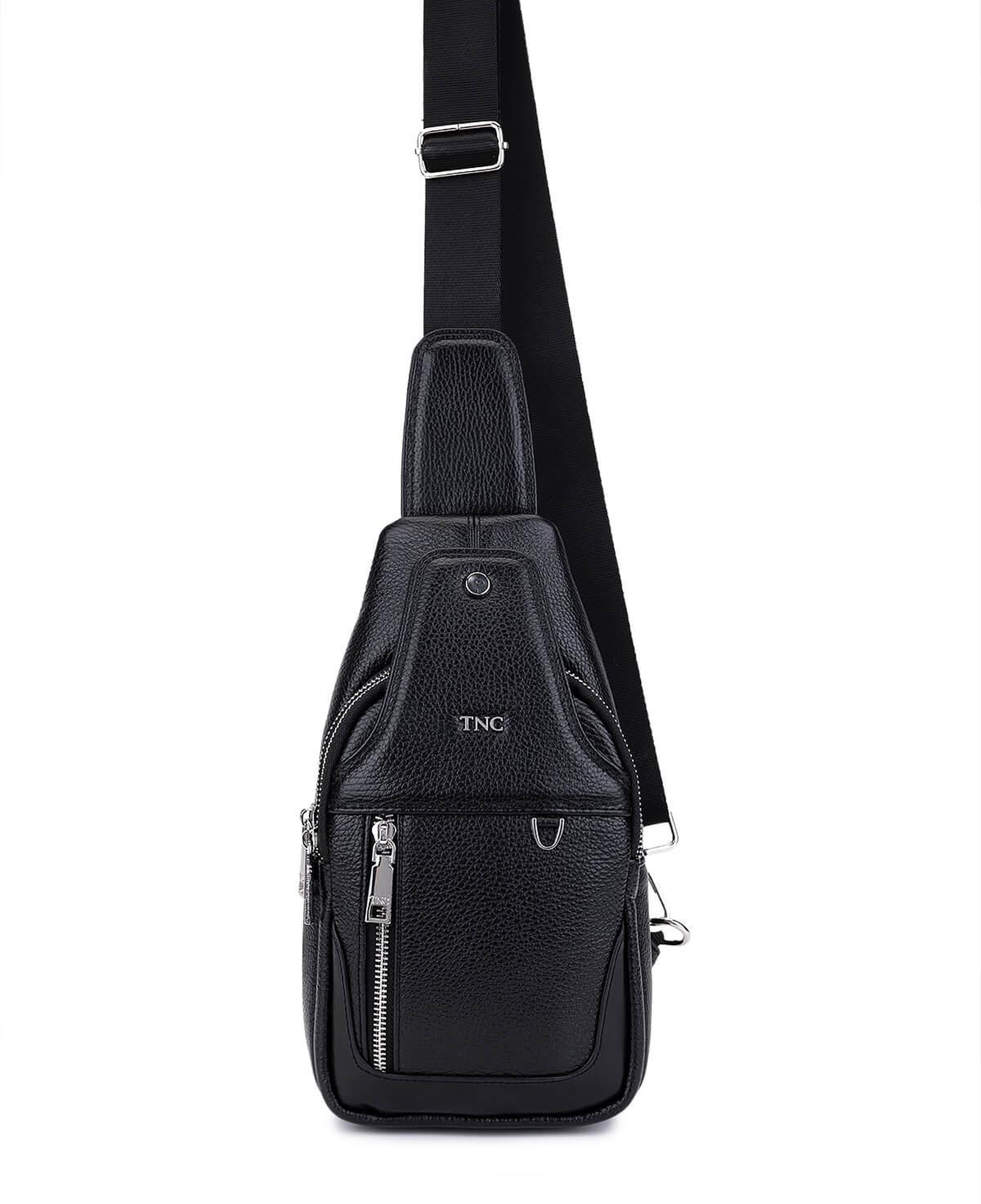 Tamer Tanca Erkek Hakiki Deri Siyah Floter Body Bag Çanta