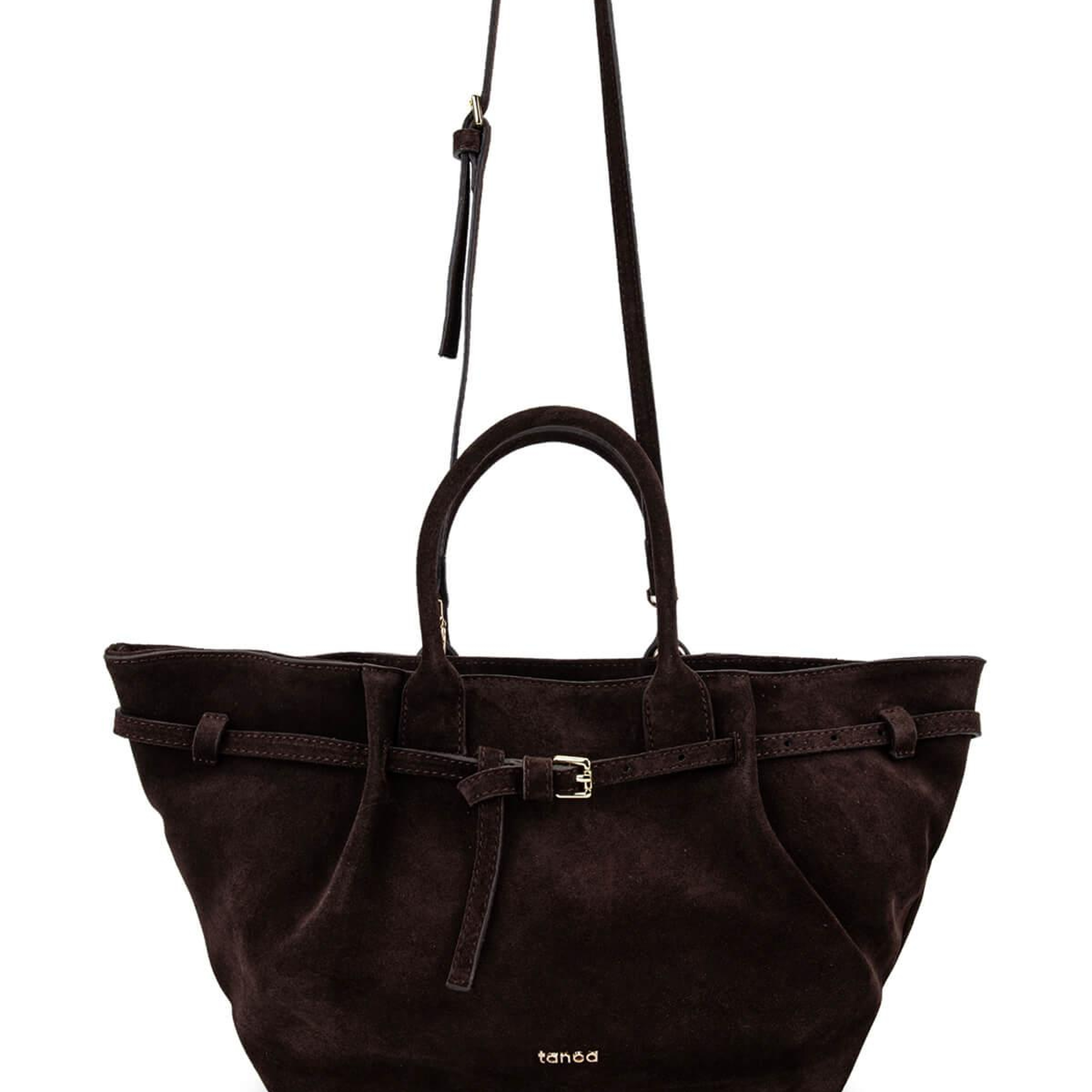 Tamer Tanca Kadın Hakiki Deri Kahverengi Süet Kol Çantası