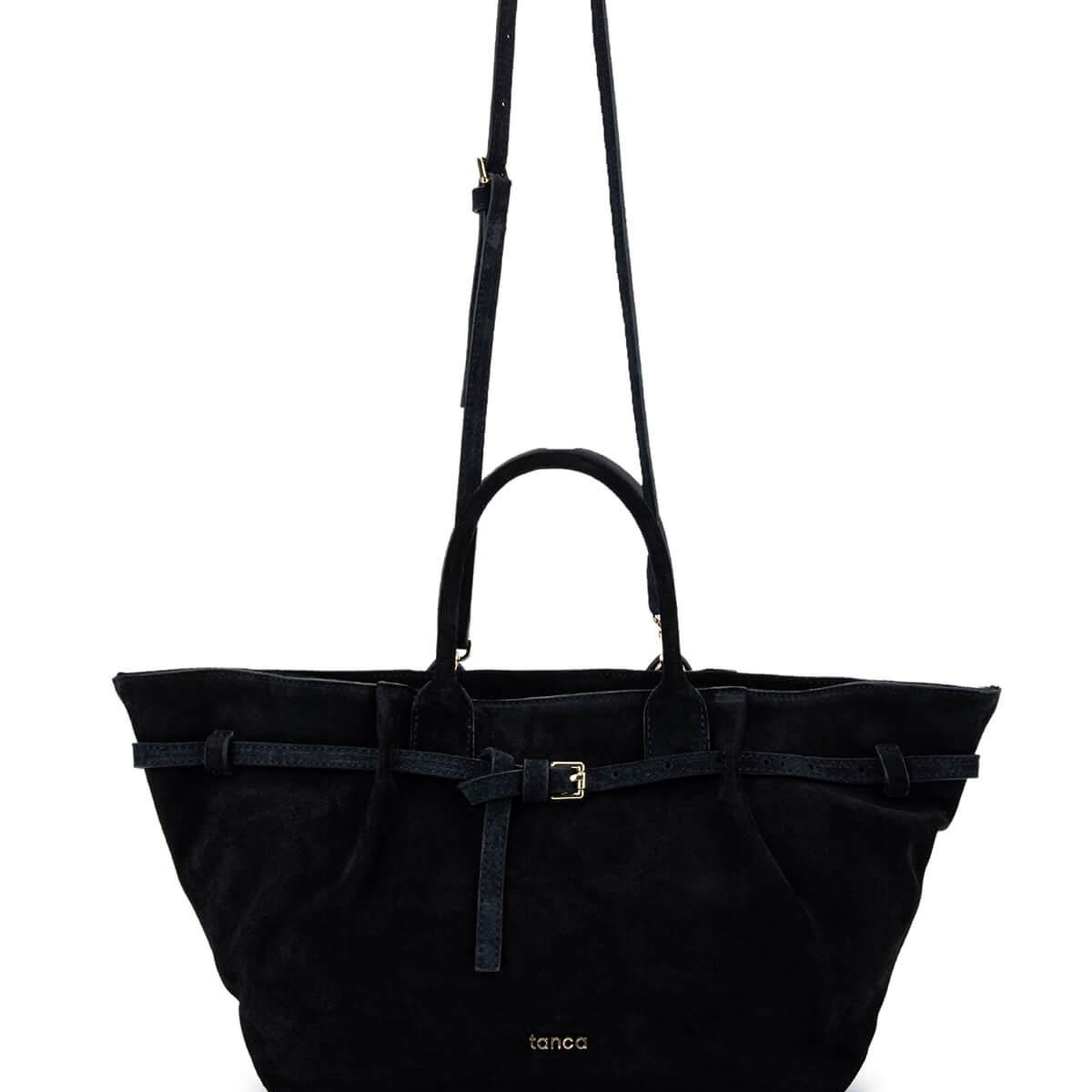 Tamer Tanca Kadın Hakiki Deri Siyah Süet Kol Çantası