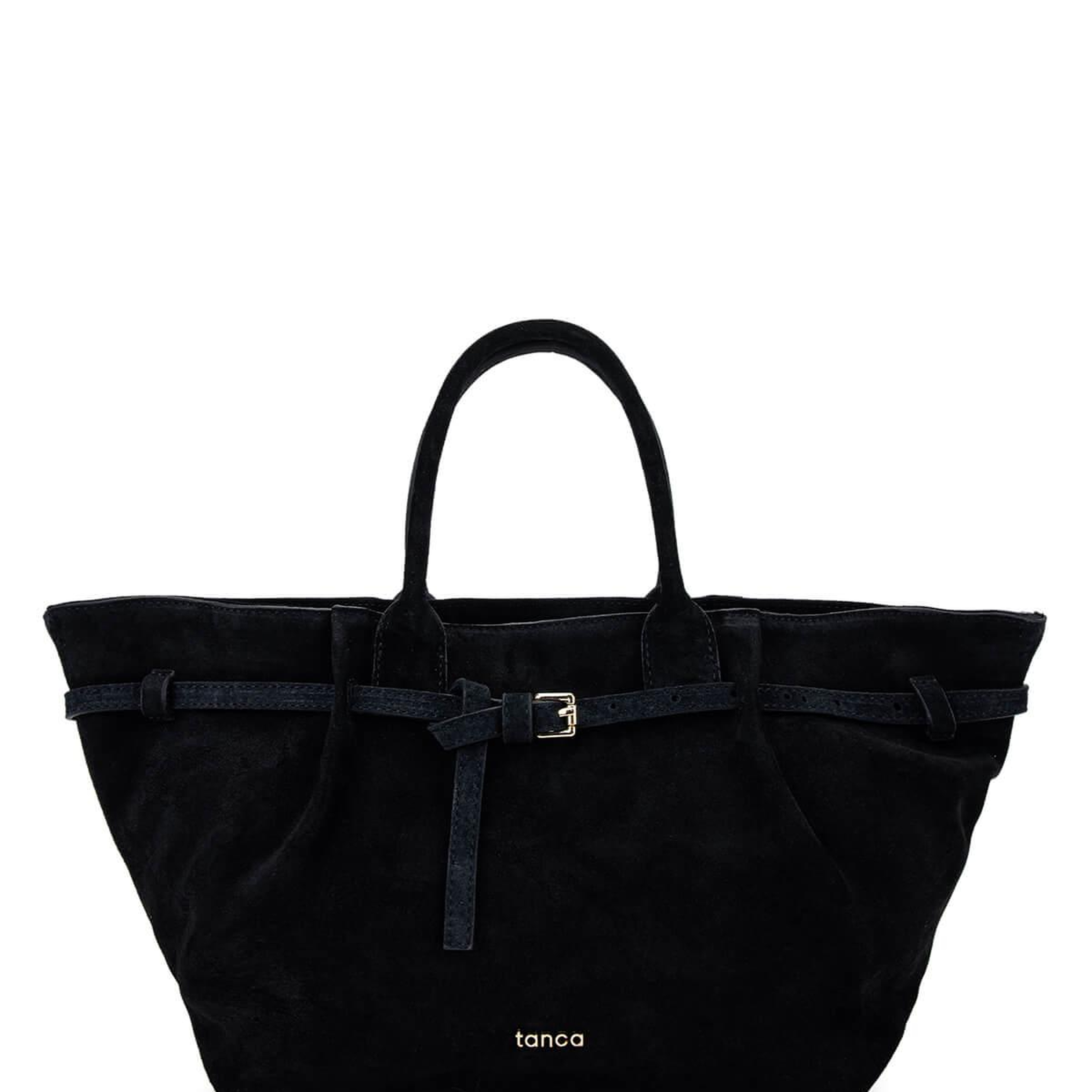 Tamer Tanca Kadın Hakiki Deri Siyah Süet Kol Çantası