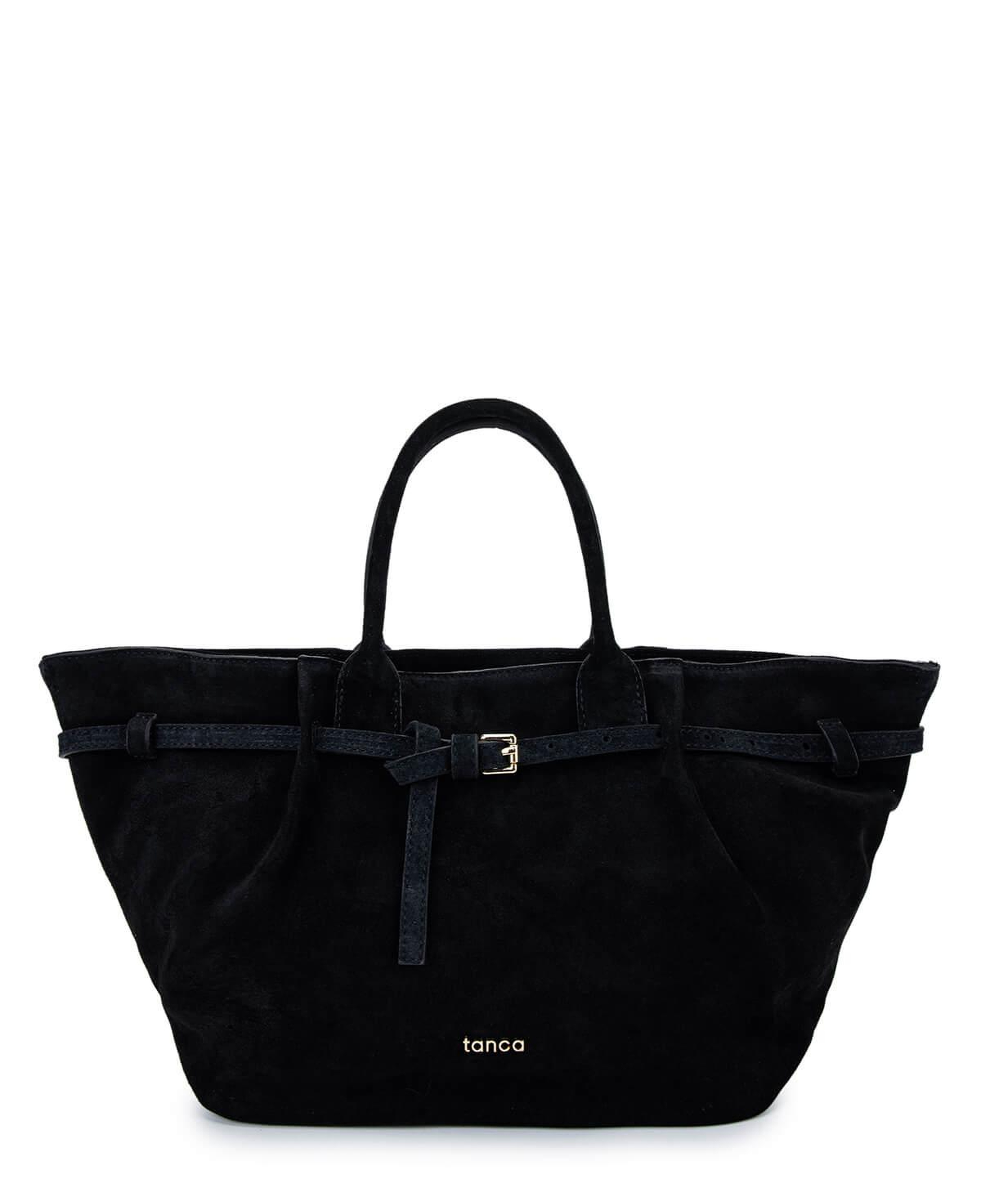 Tamer Tanca Kadın Hakiki Deri Siyah Süet Kol Çantası