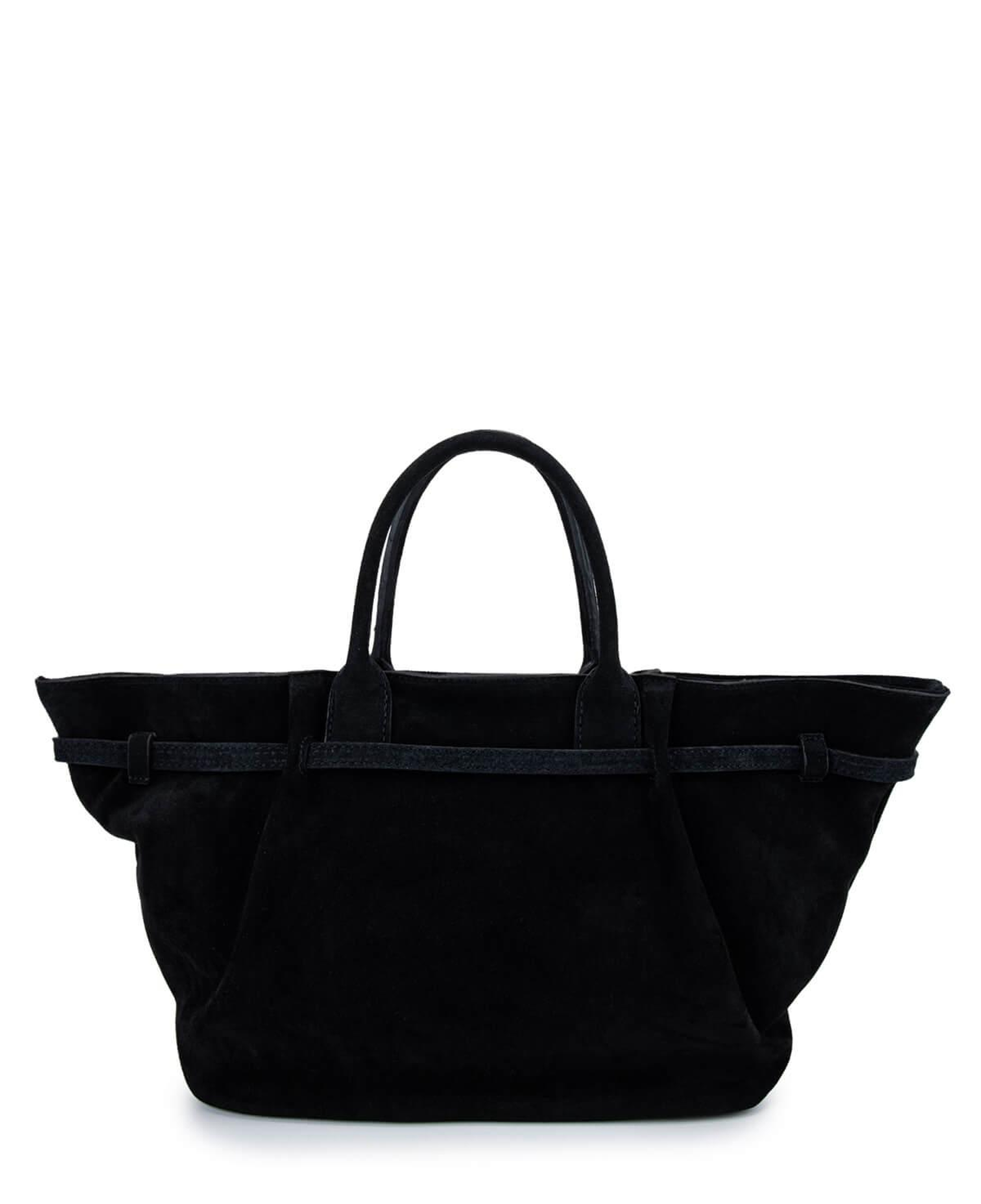 Tamer Tanca Kadın Hakiki Deri Siyah Süet Kol Çantası