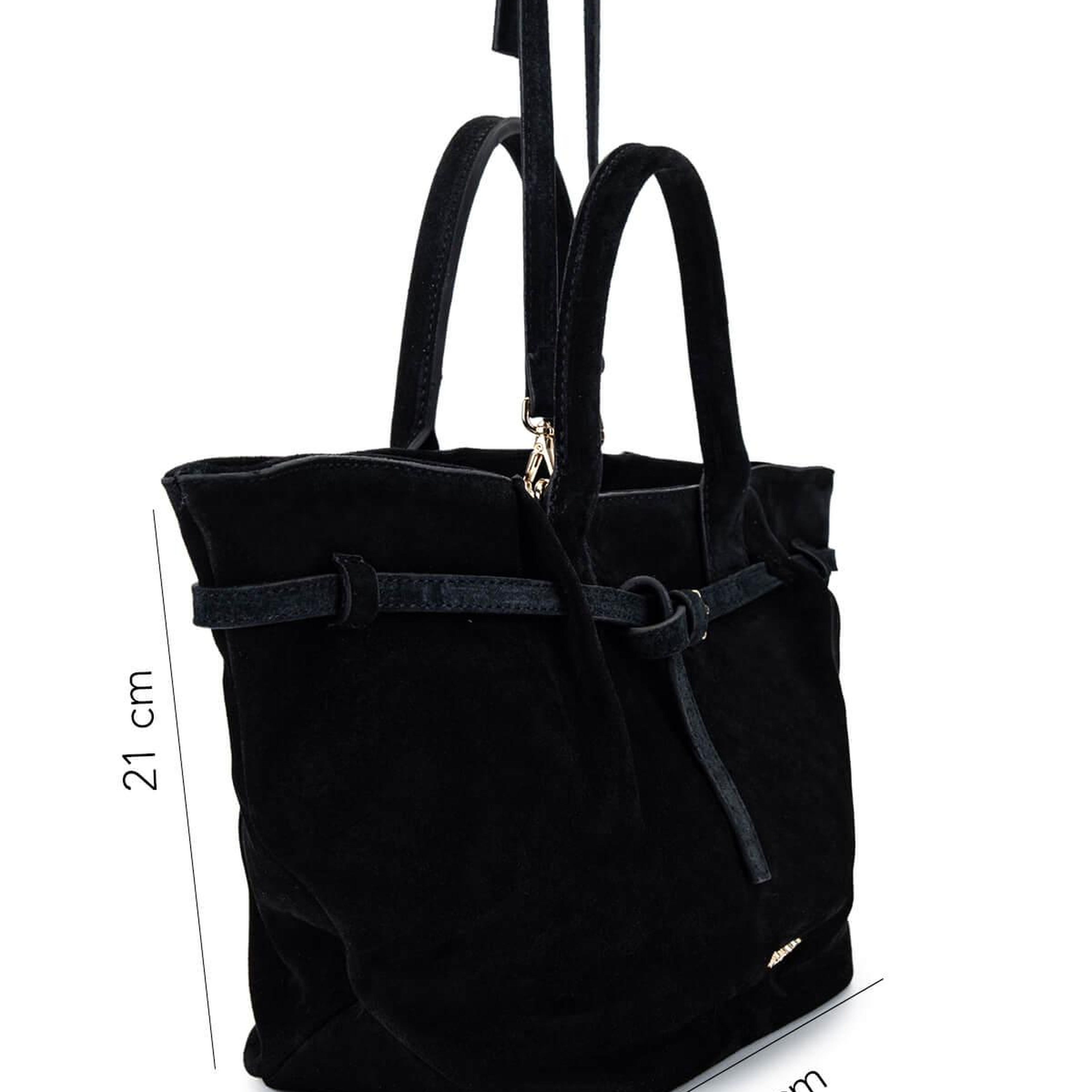 Tamer Tanca Kadın Hakiki Deri Siyah Süet Kol Çantası