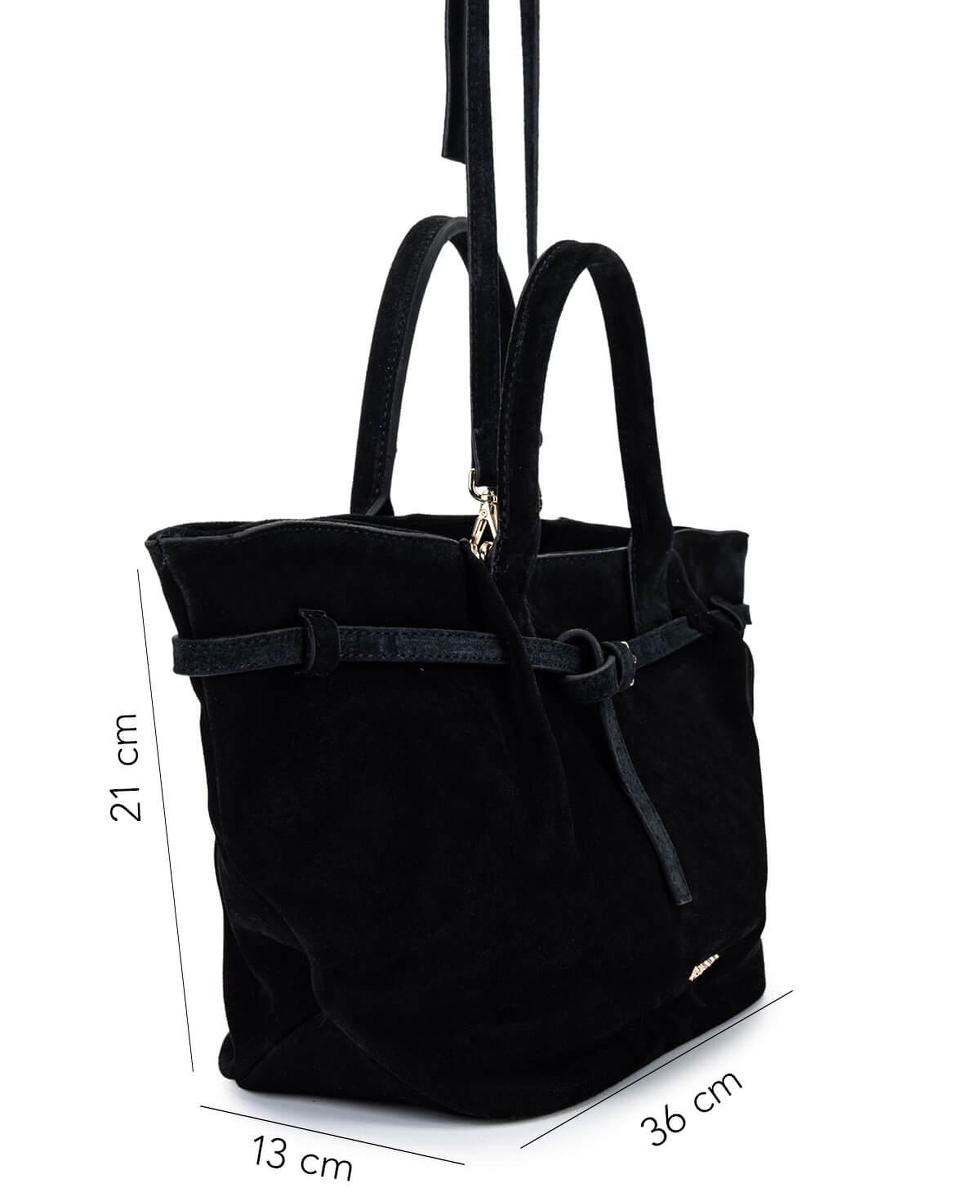 Tamer Tanca Kadın Hakiki Deri Siyah Süet Kol Çantası