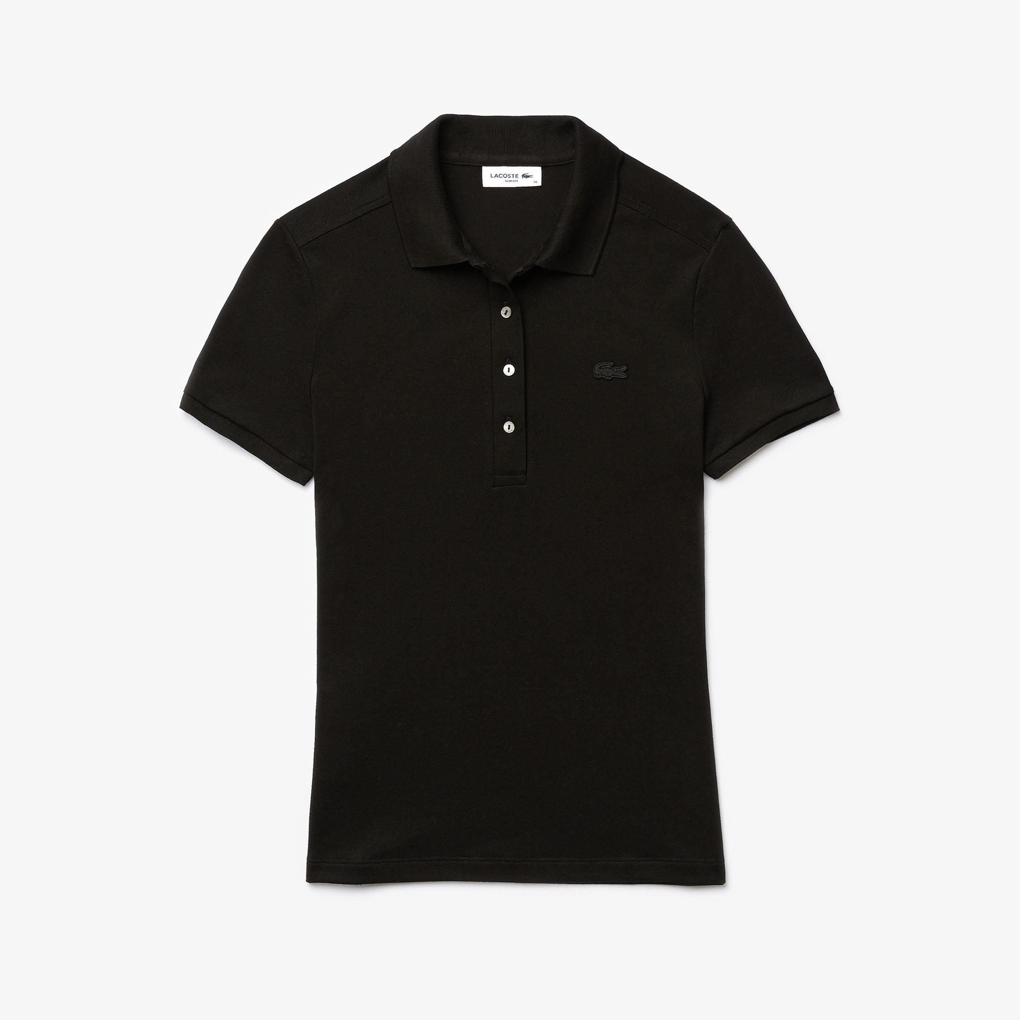 Lacoste L.12.D Kadın Slim Fit Siyah Polo