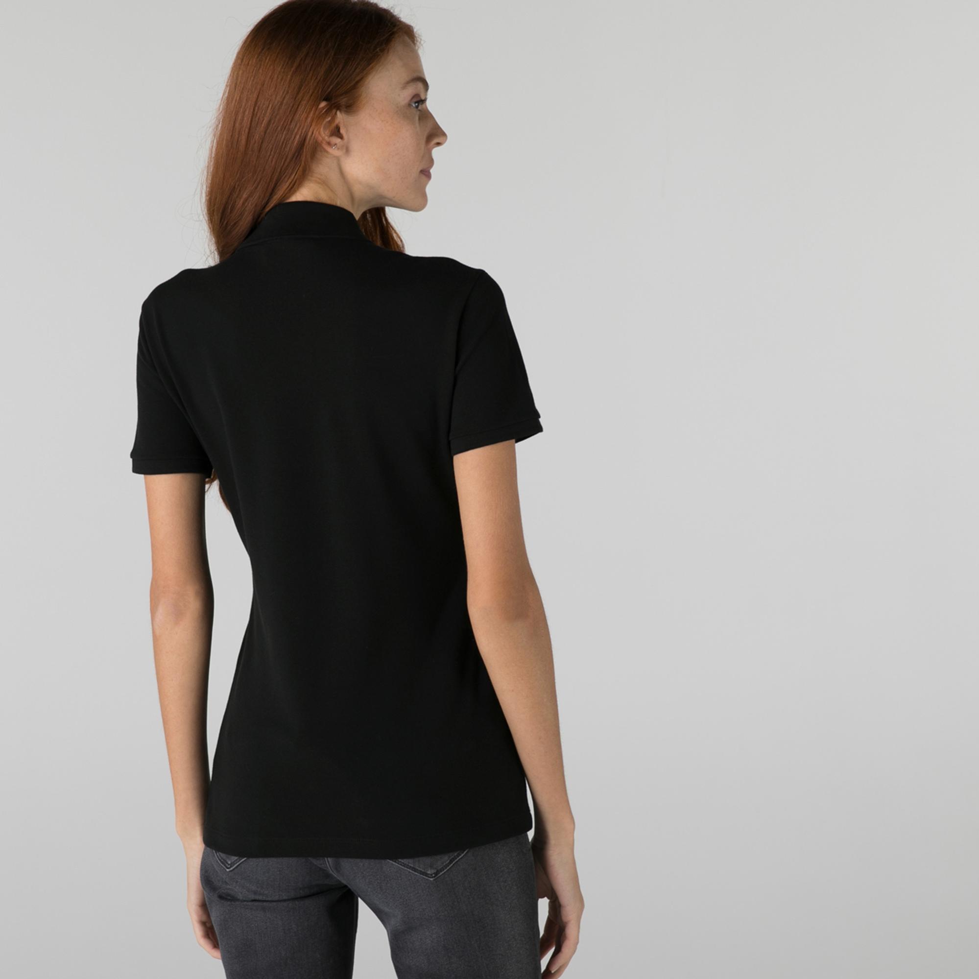 Lacoste L.12.D Kadın Slim Fit Siyah Polo