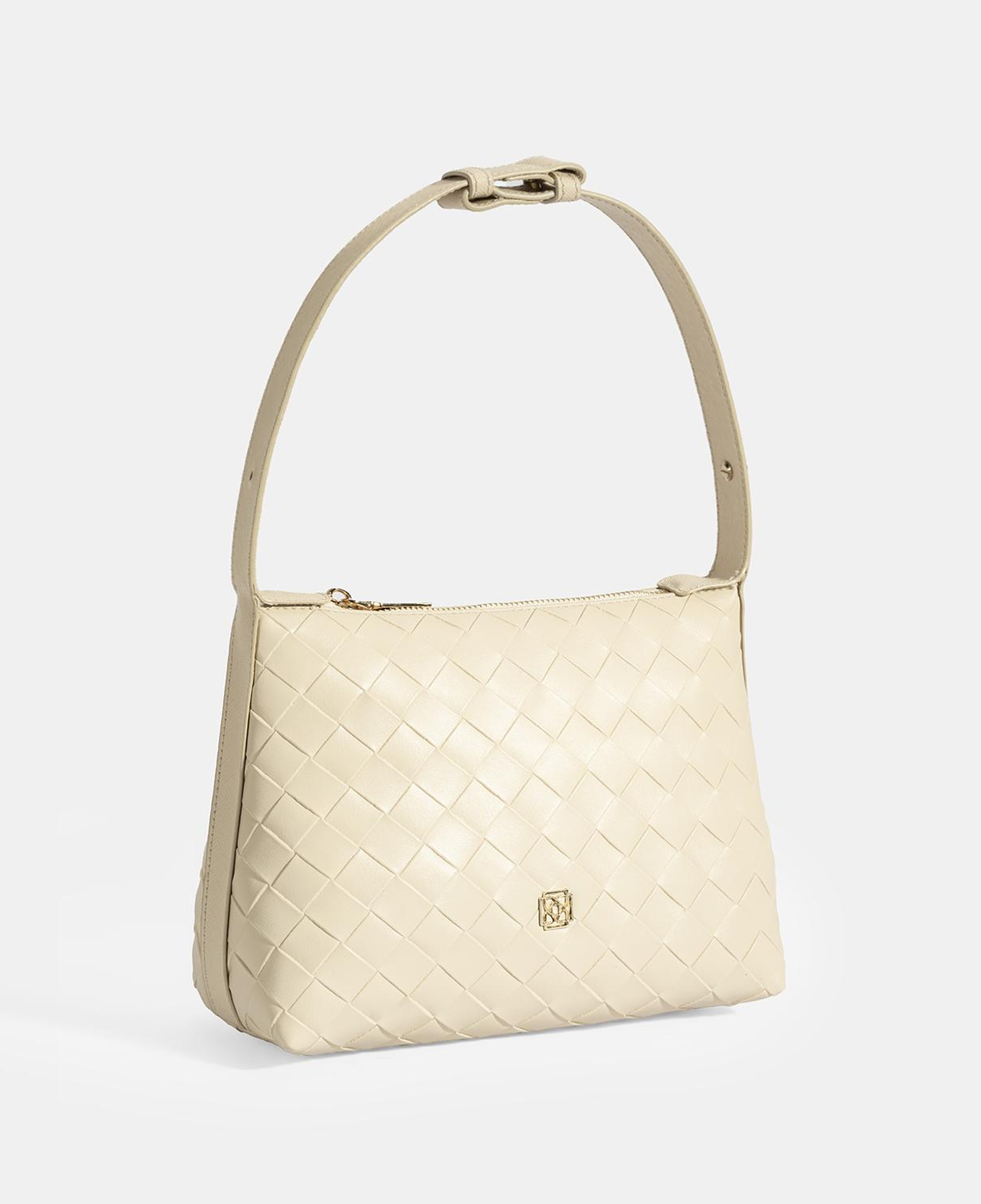 Kadın Bej Örgü Baskılı El Çantası