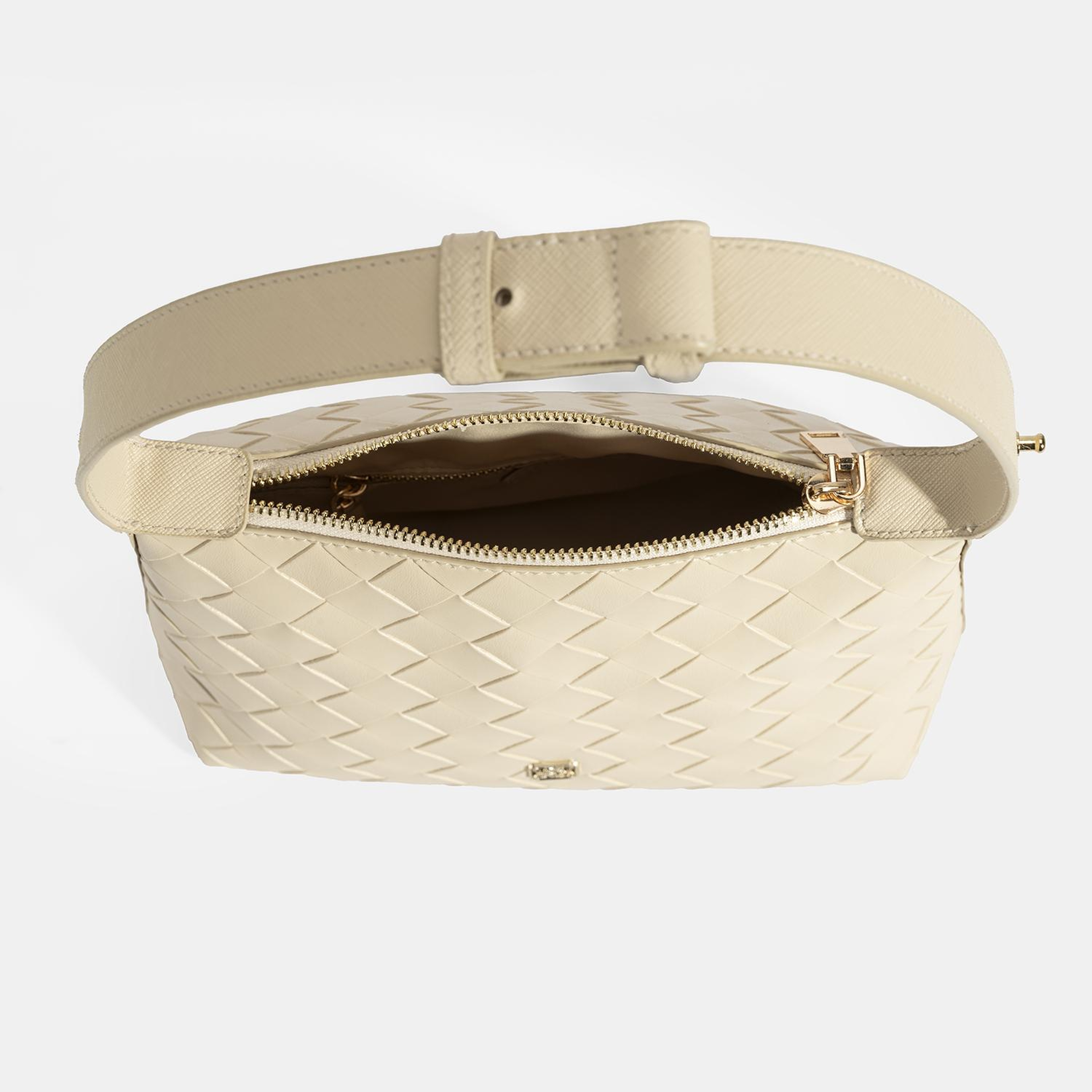 Kadın Bej Örgü Baskılı El Çantası