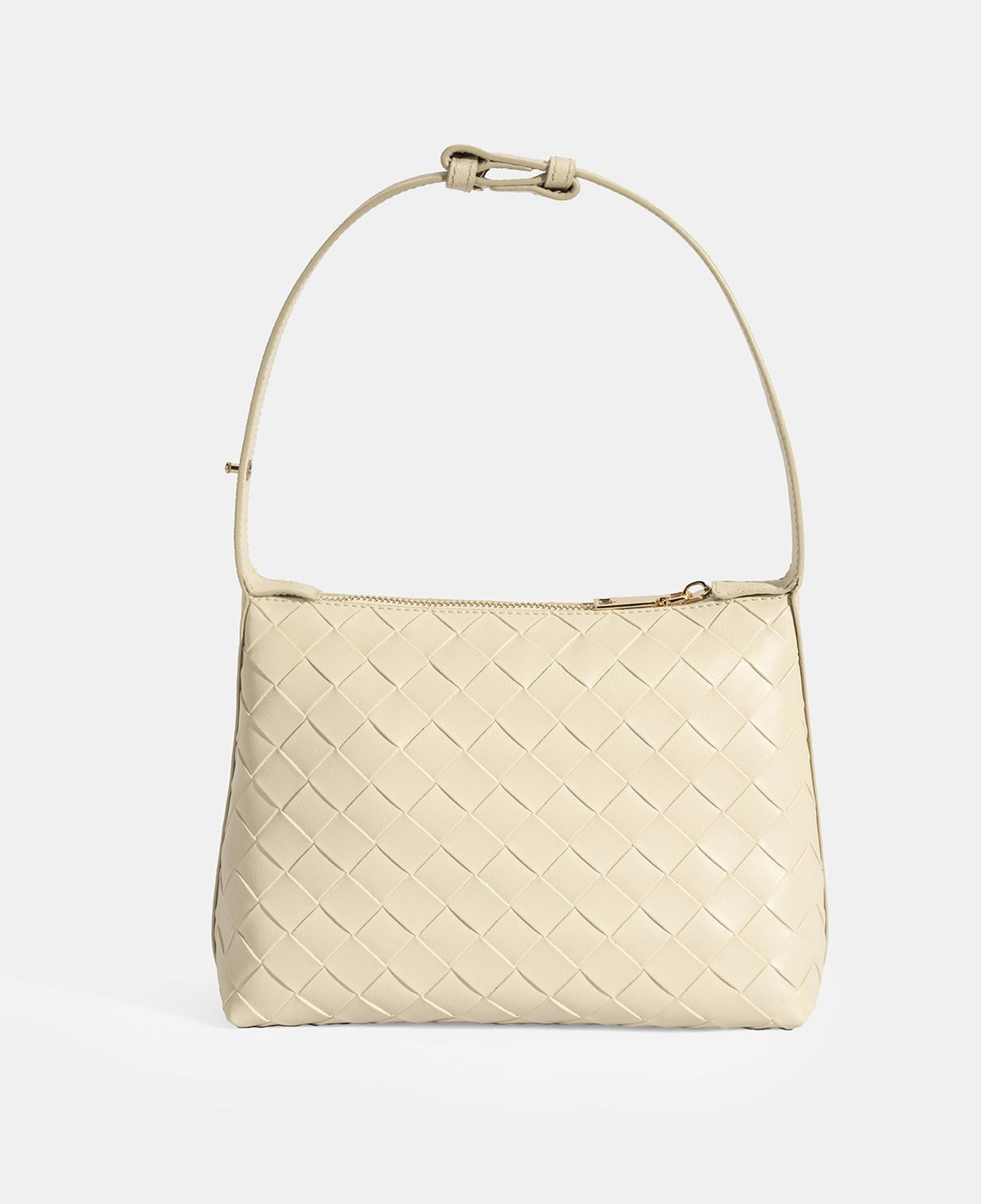 Kadın Bej Örgü Baskılı El Çantası