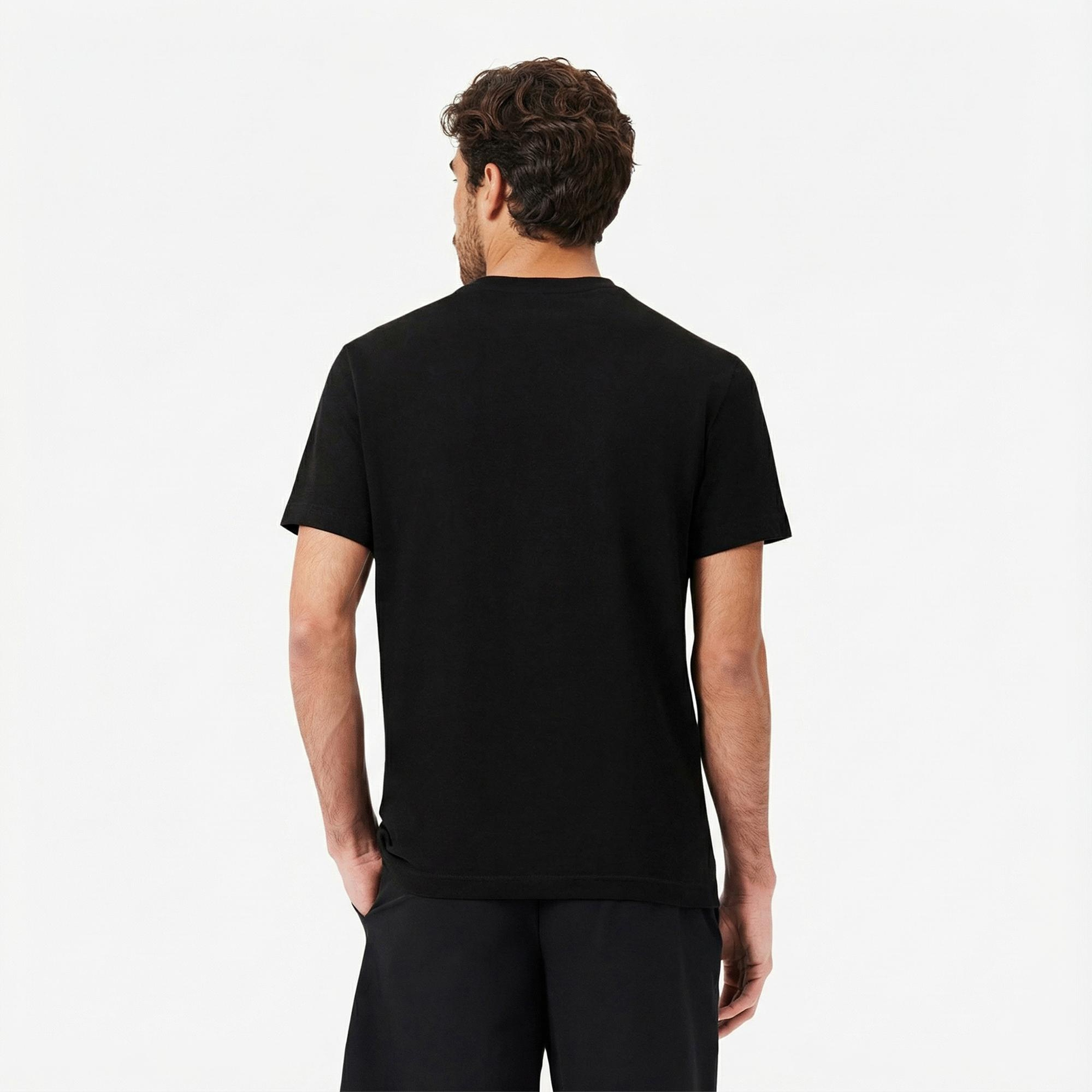 Lacoste Erkek Regular Fit Bisiklet Yaka Baskılı Siyah T-Shirt