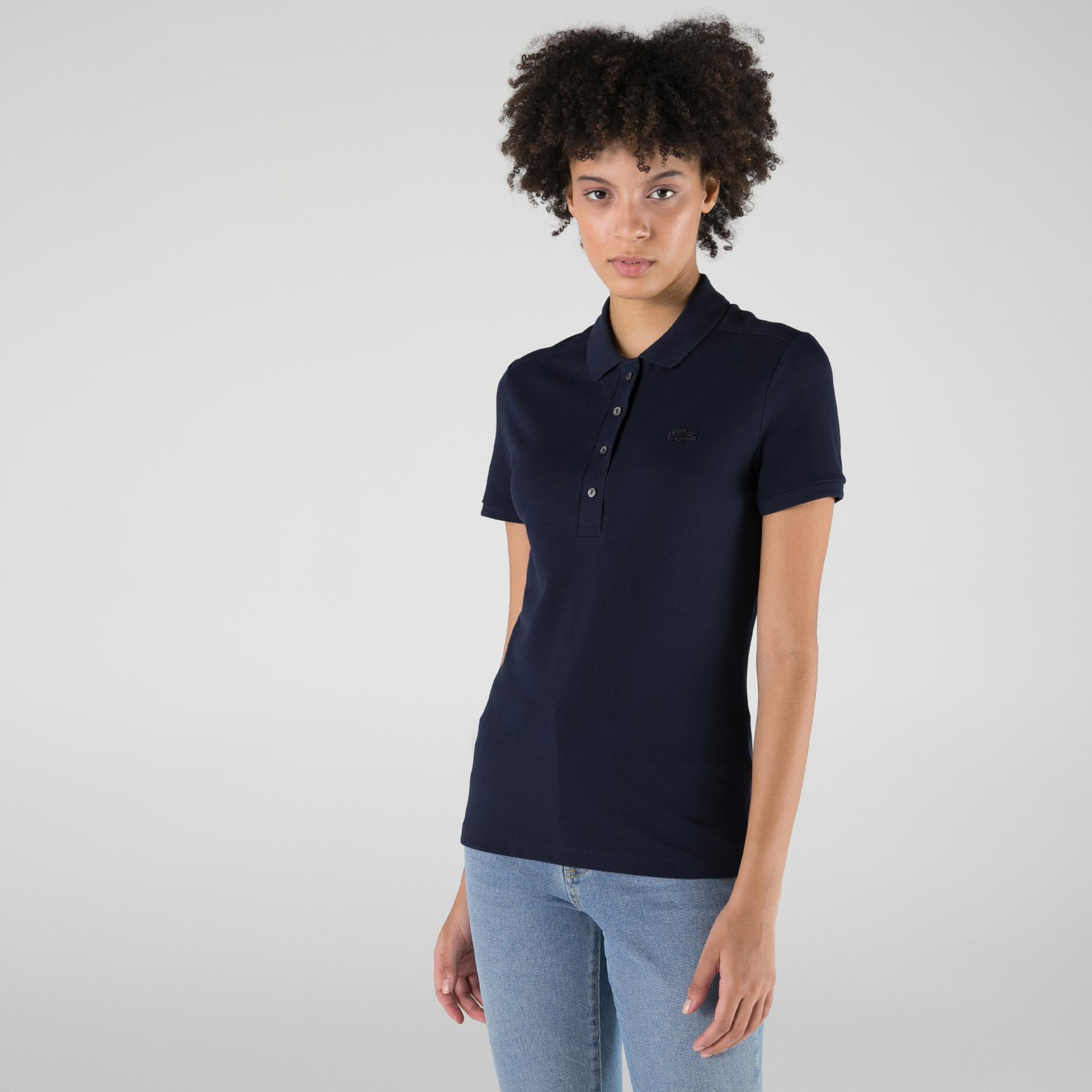 Lacoste L.12.D Kadın Slim Fit Lacivert Polo