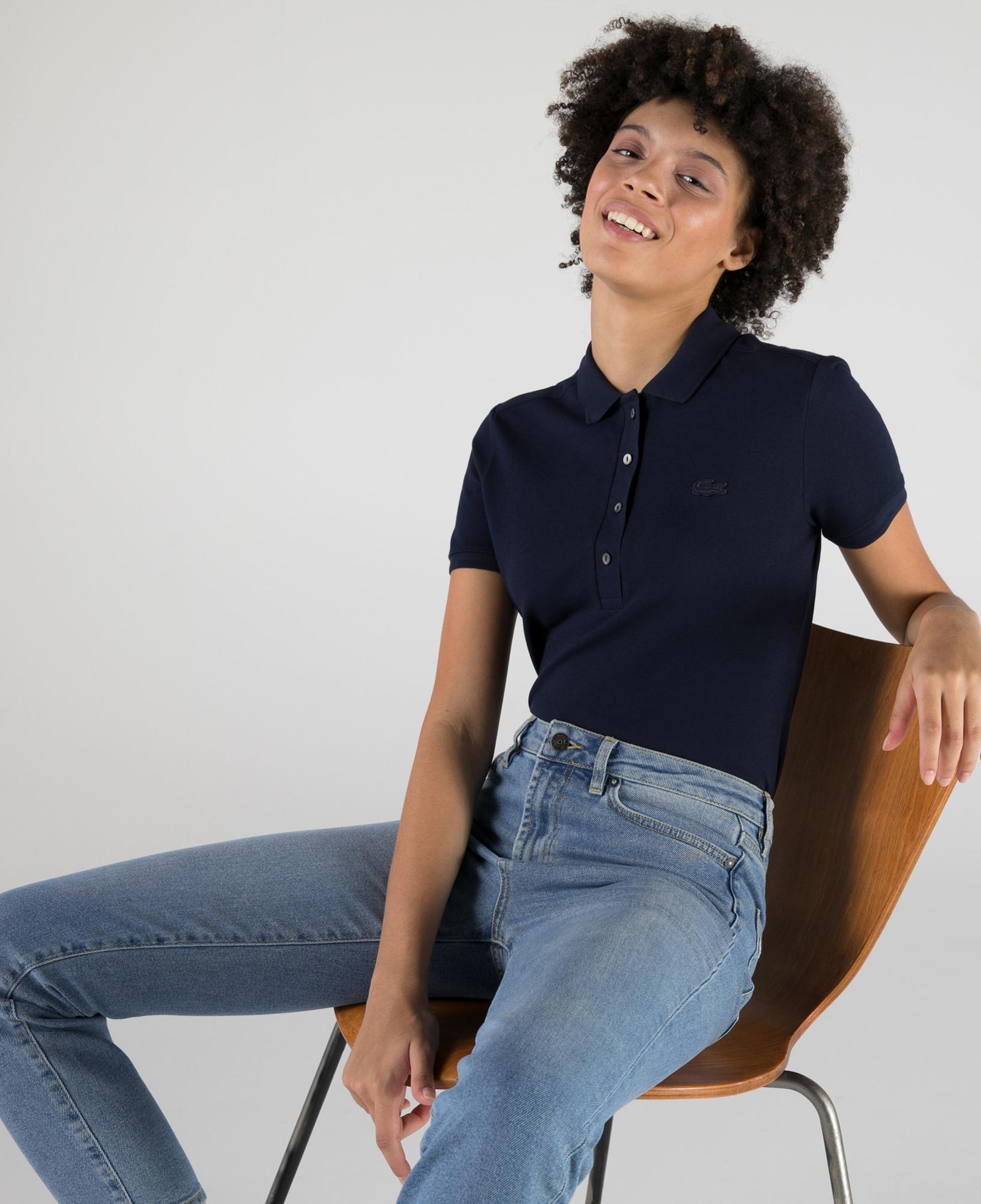 Lacoste L.12.D Kadın Slim Fit Lacivert Polo