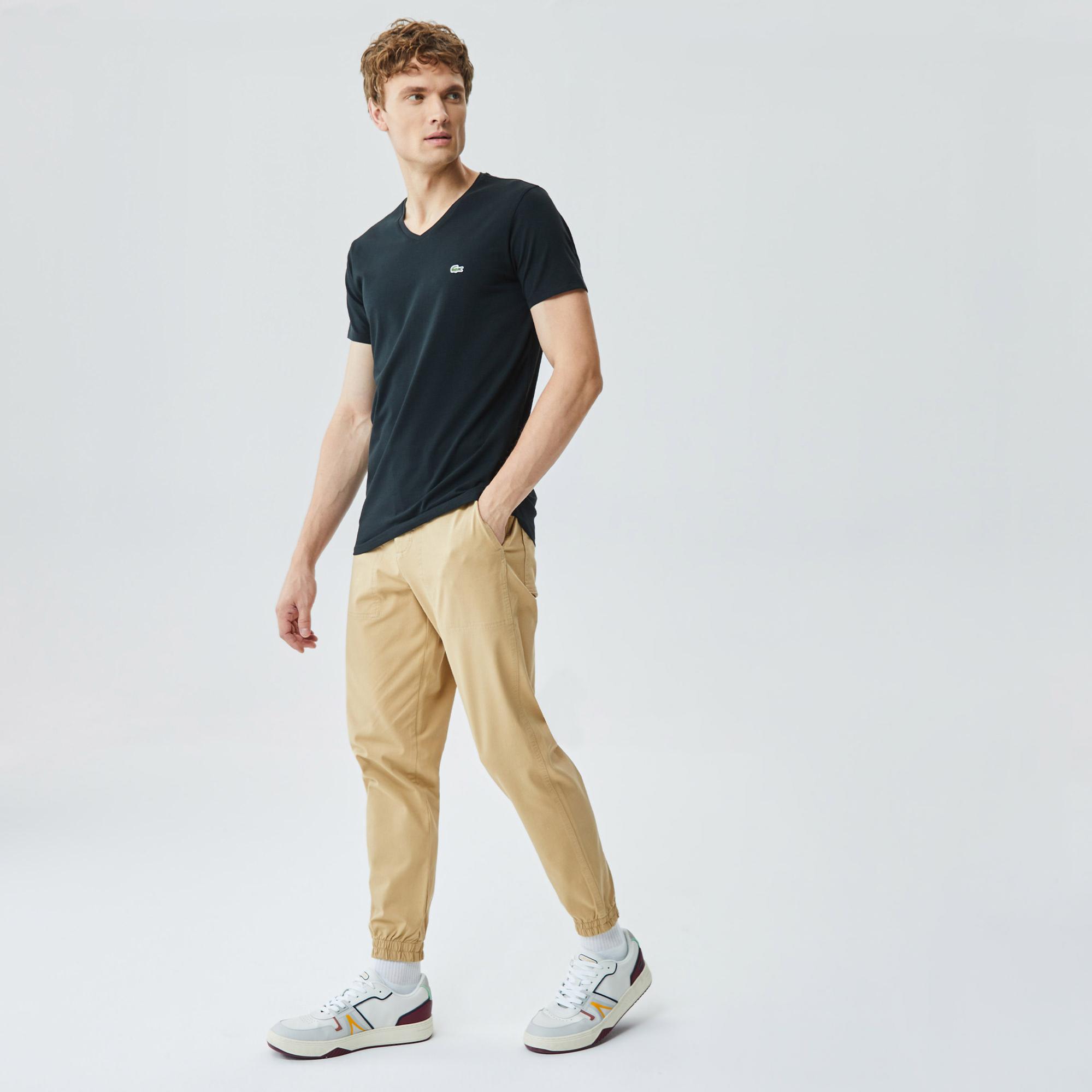 Lacoste Erkek Slim Fit V Yaka Siyah T-Shirt