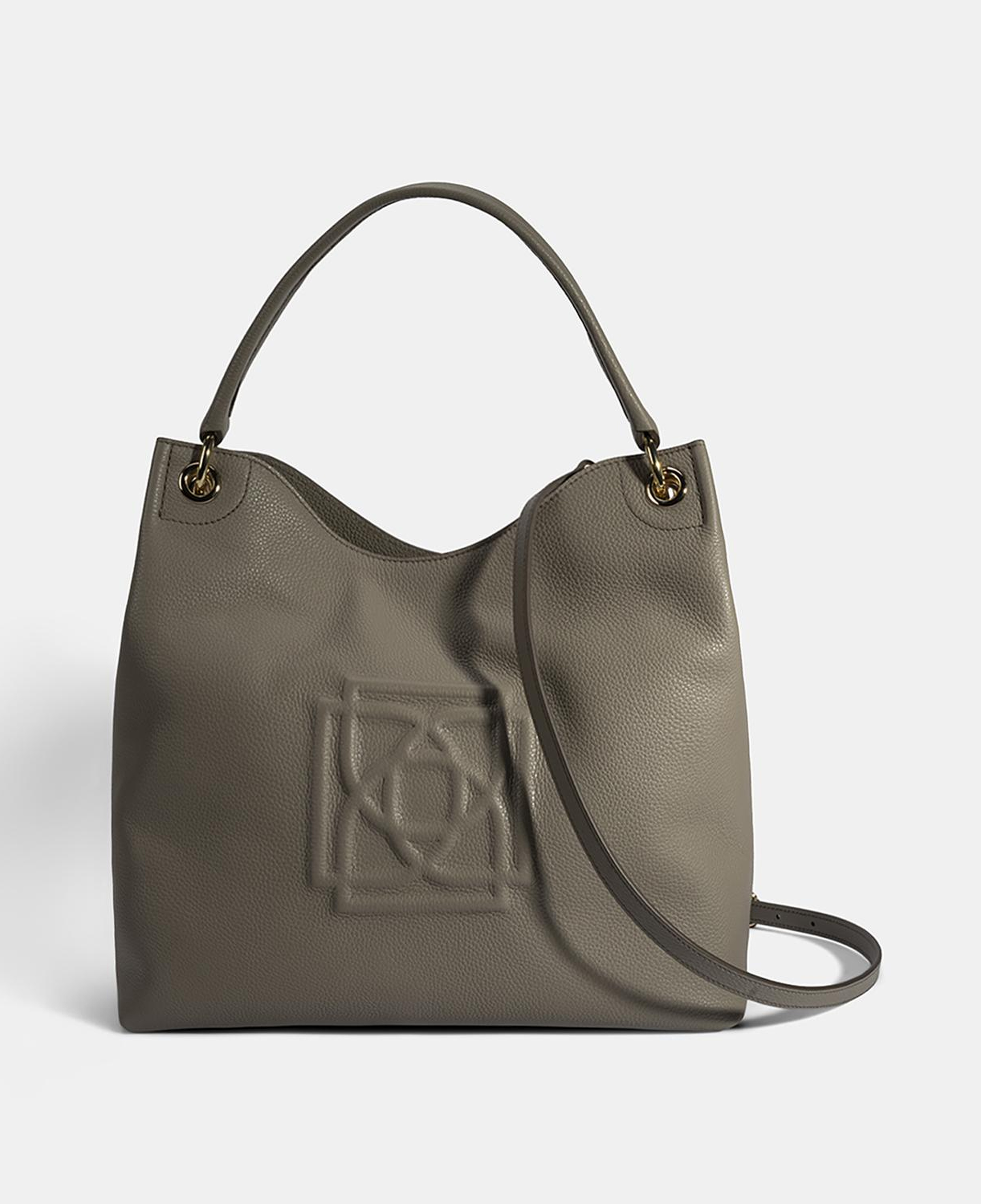 Kadın Yeşil Logo Baskılı Deri Omuz Çantası