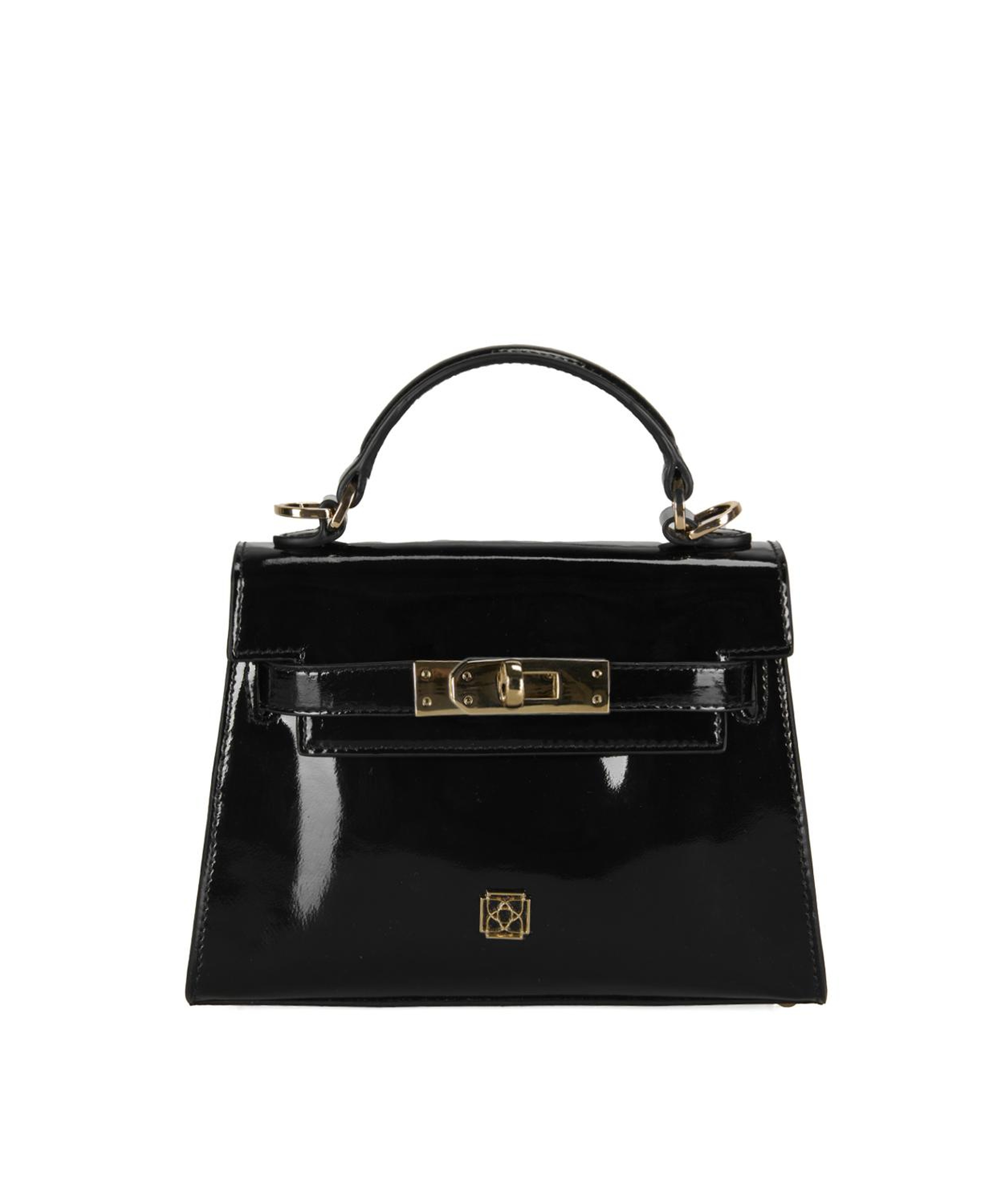 Rebeni Siyah Kadın Rugan El Çantası