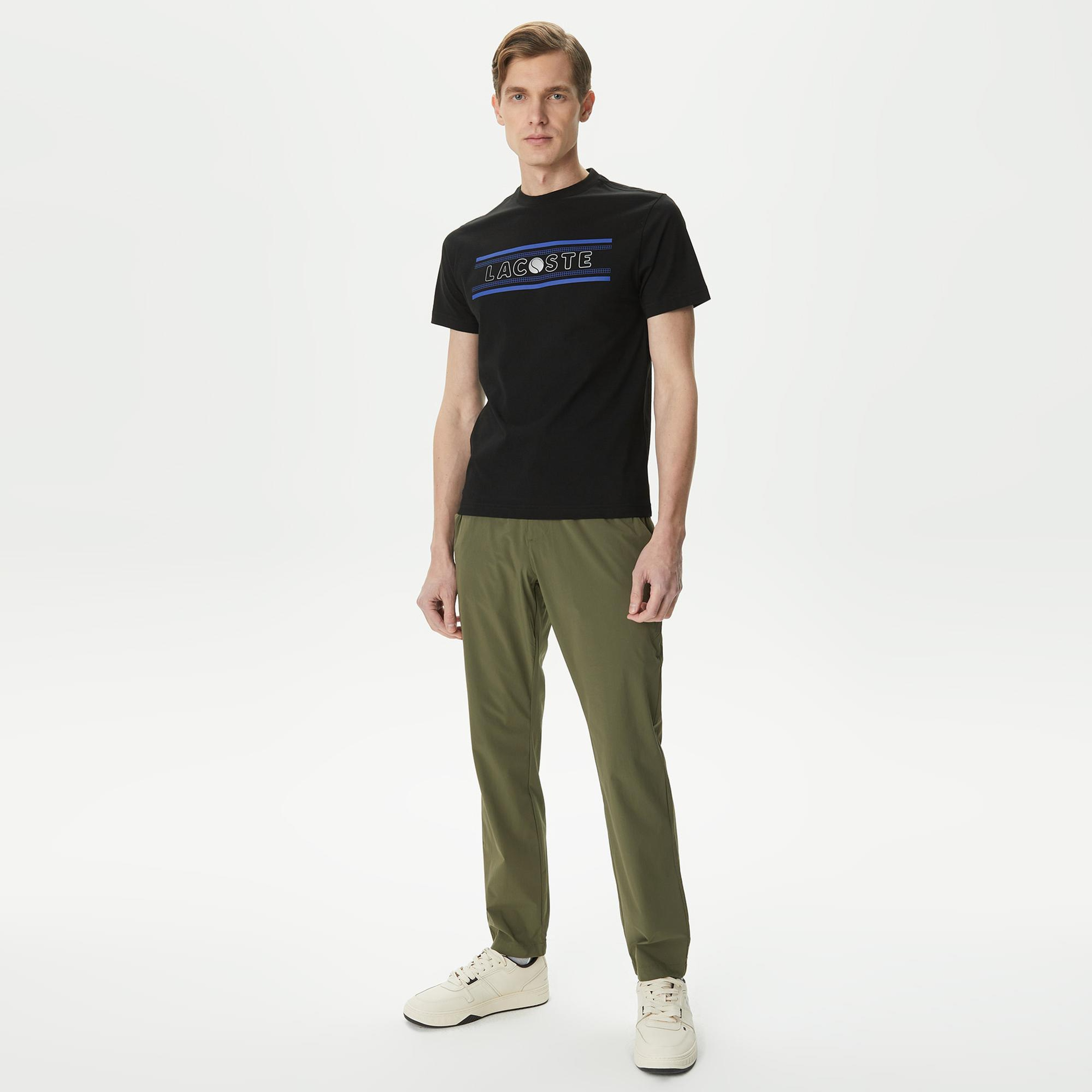 Lacoste Erkek Regular Fit Bisiklet Yaka Baskılı Siyah T-Shirt