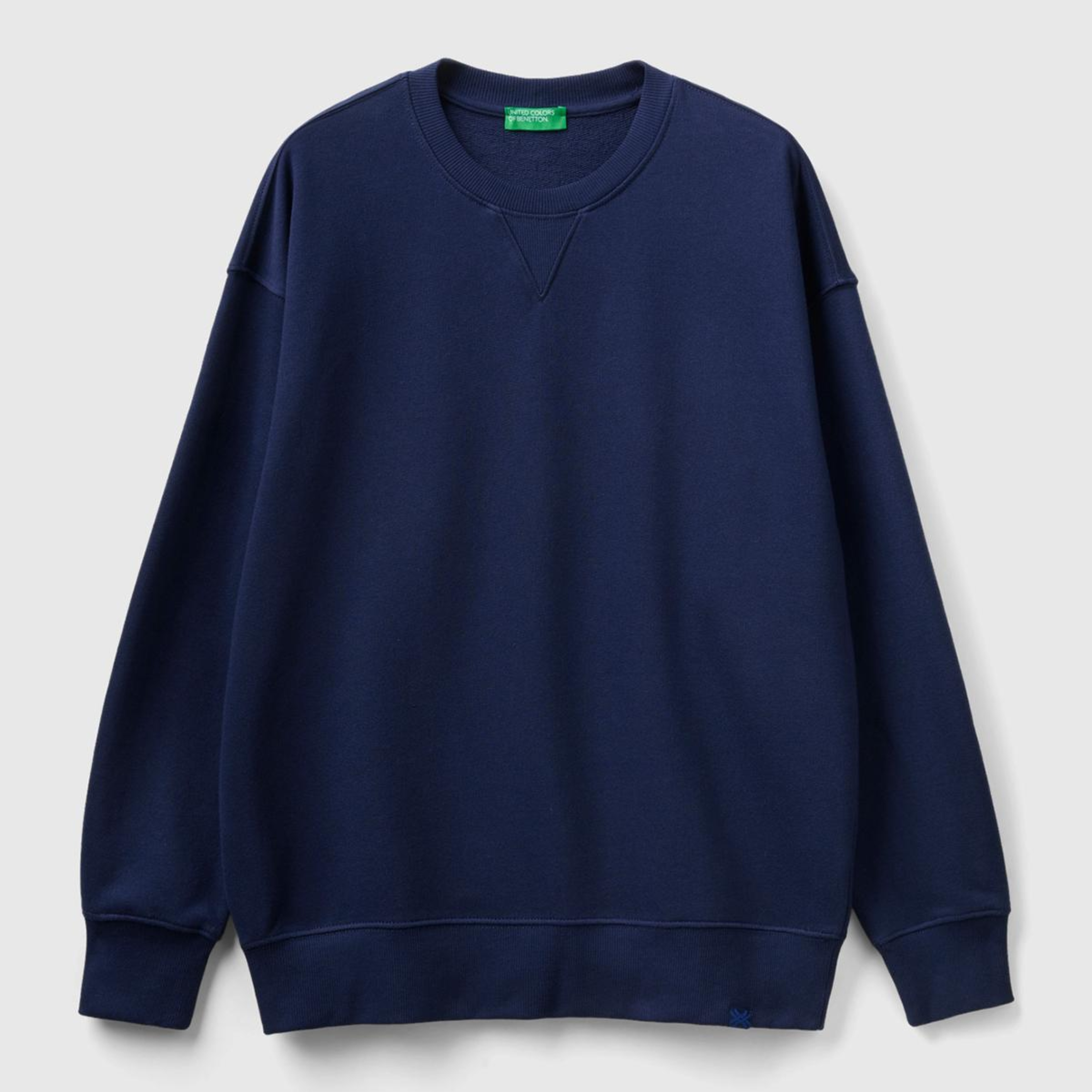 Erkek Lacivert %100 Koton Bisiklet Yaka Basic Sweatshirt