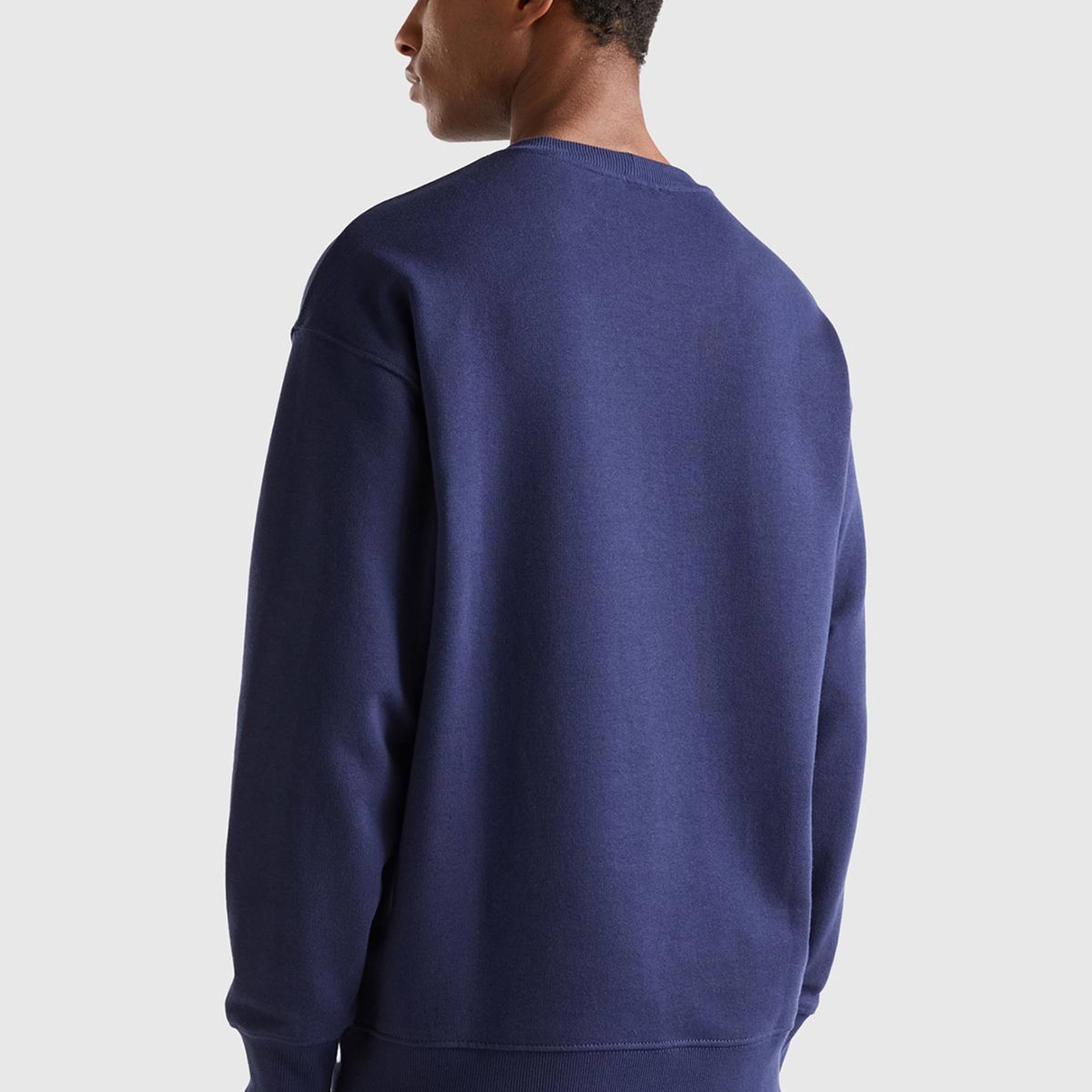 Erkek Lacivert %100 Koton Bisiklet Yaka Basic Sweatshirt