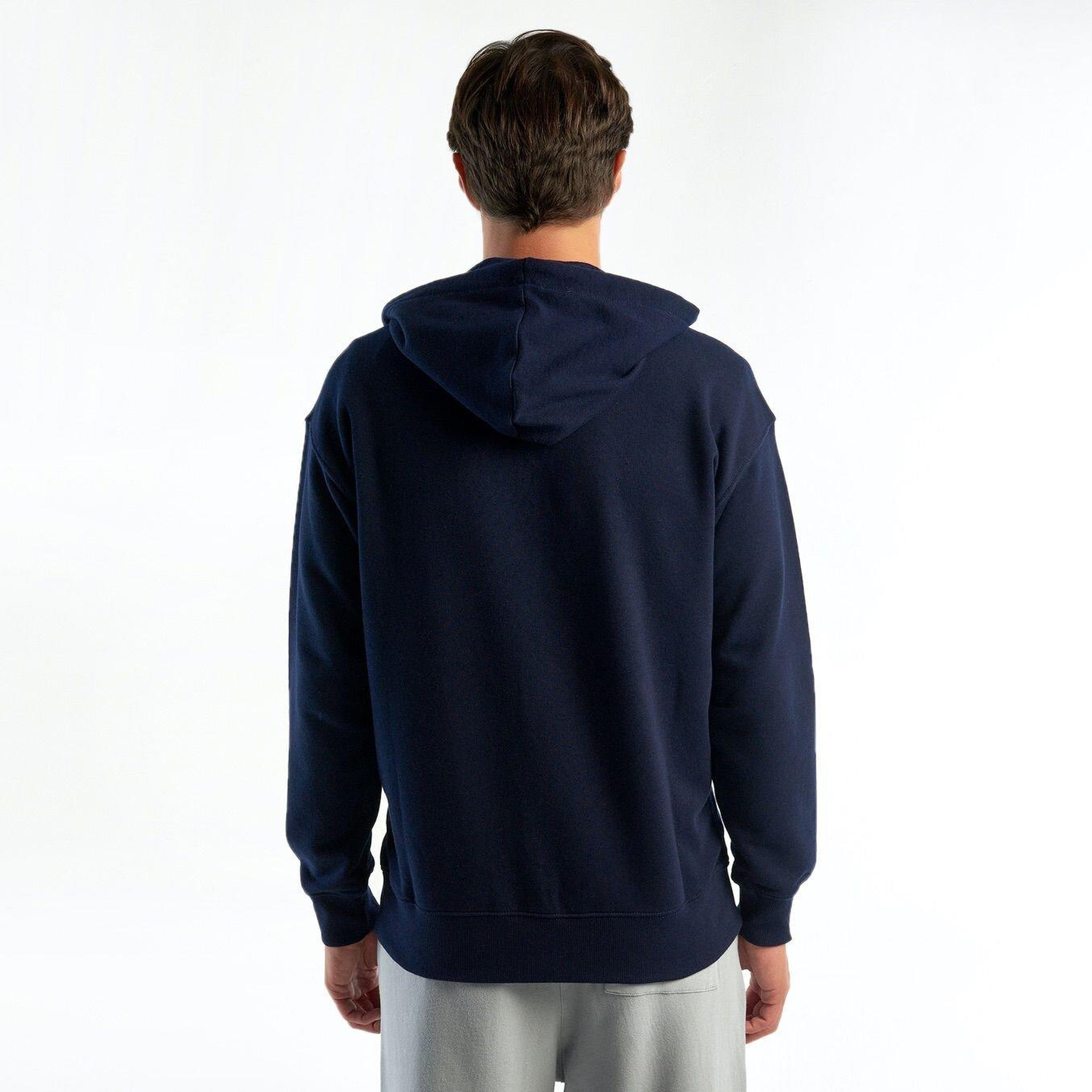 Erkek Lacivert Kapüşonlu Fermuarlı Sweatshirt