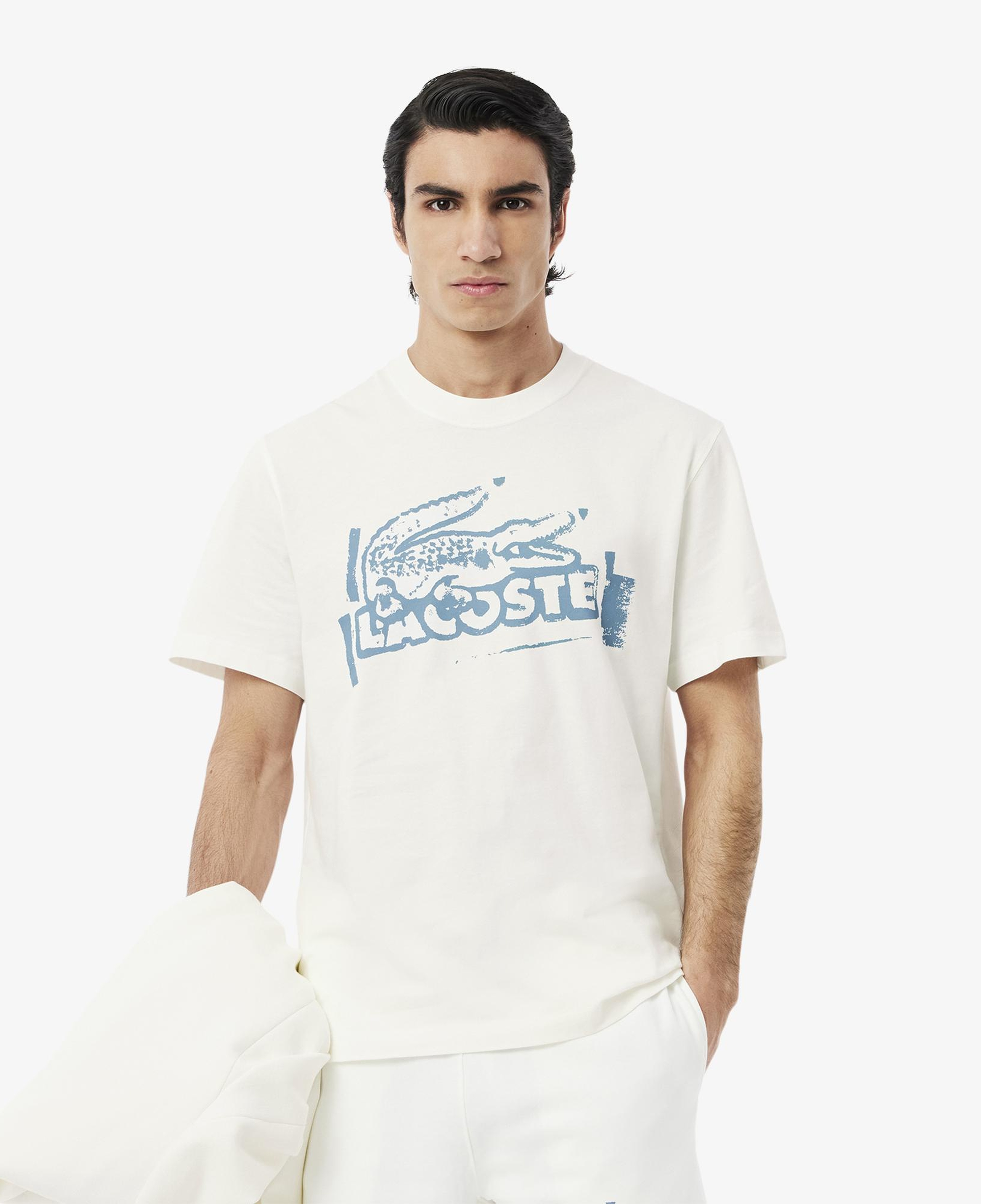 Lacoste Classic Fit Baskılı Erkek Bej T-Shirt