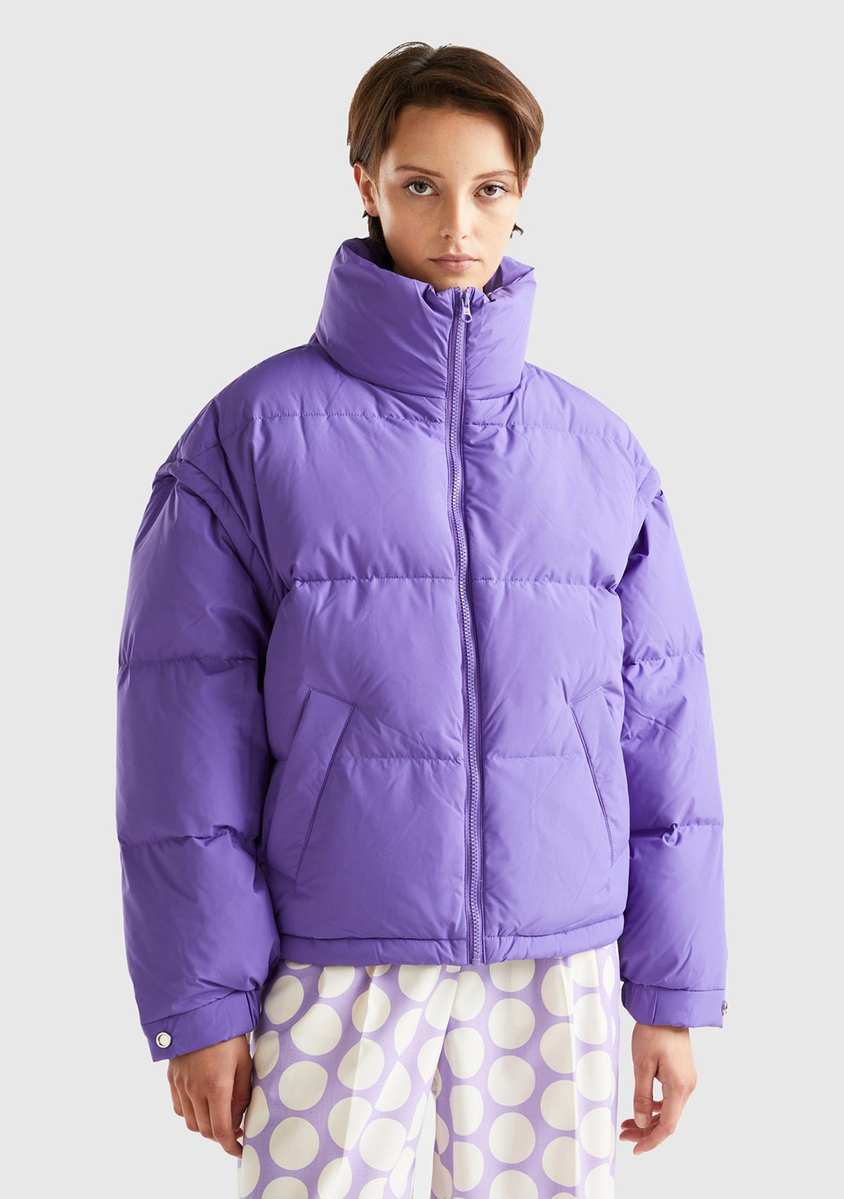 Kadın Mor Kaz Tüyü Dolgulu Pufa Mont