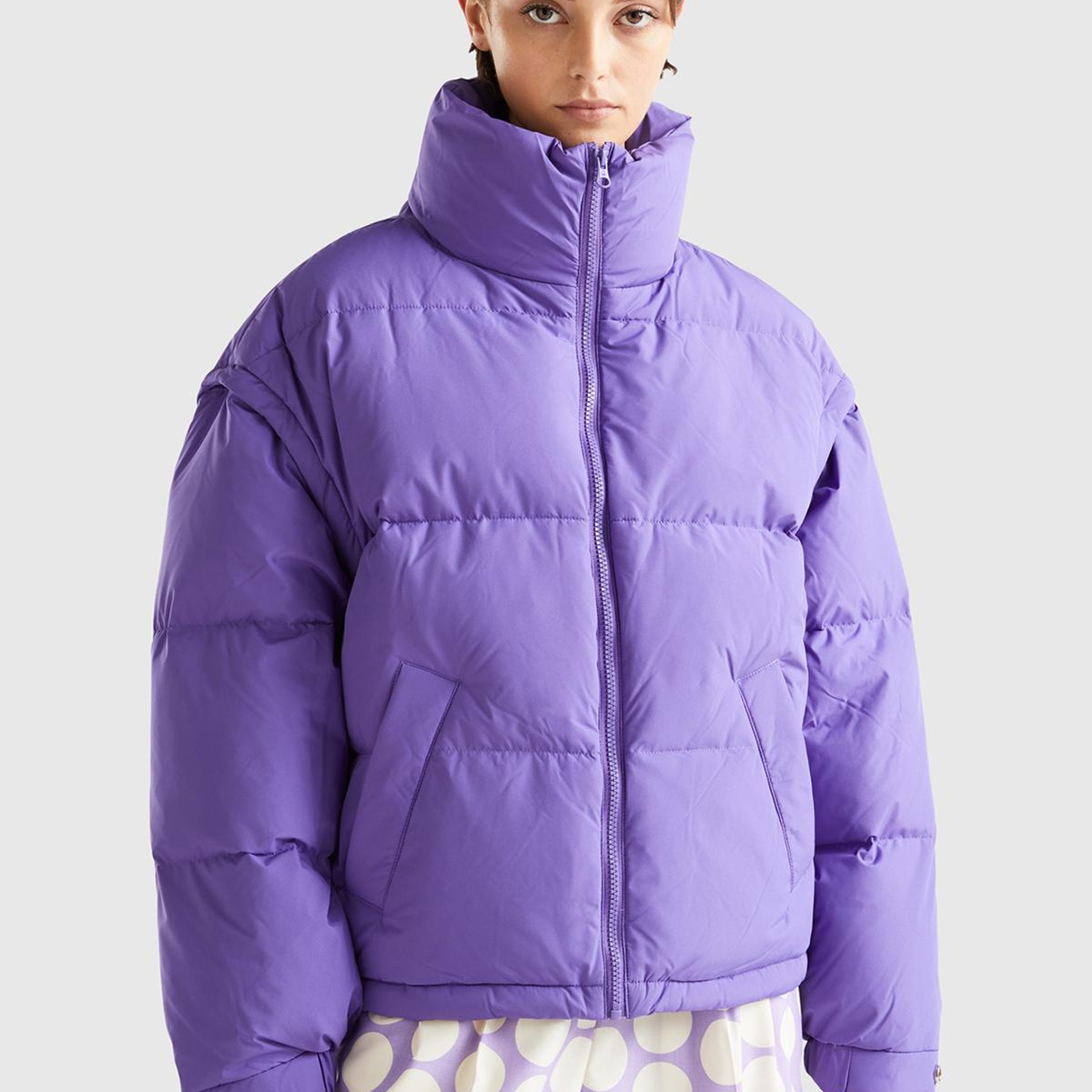 Kadın Mor Kaz Tüyü Dolgulu Pufa Mont