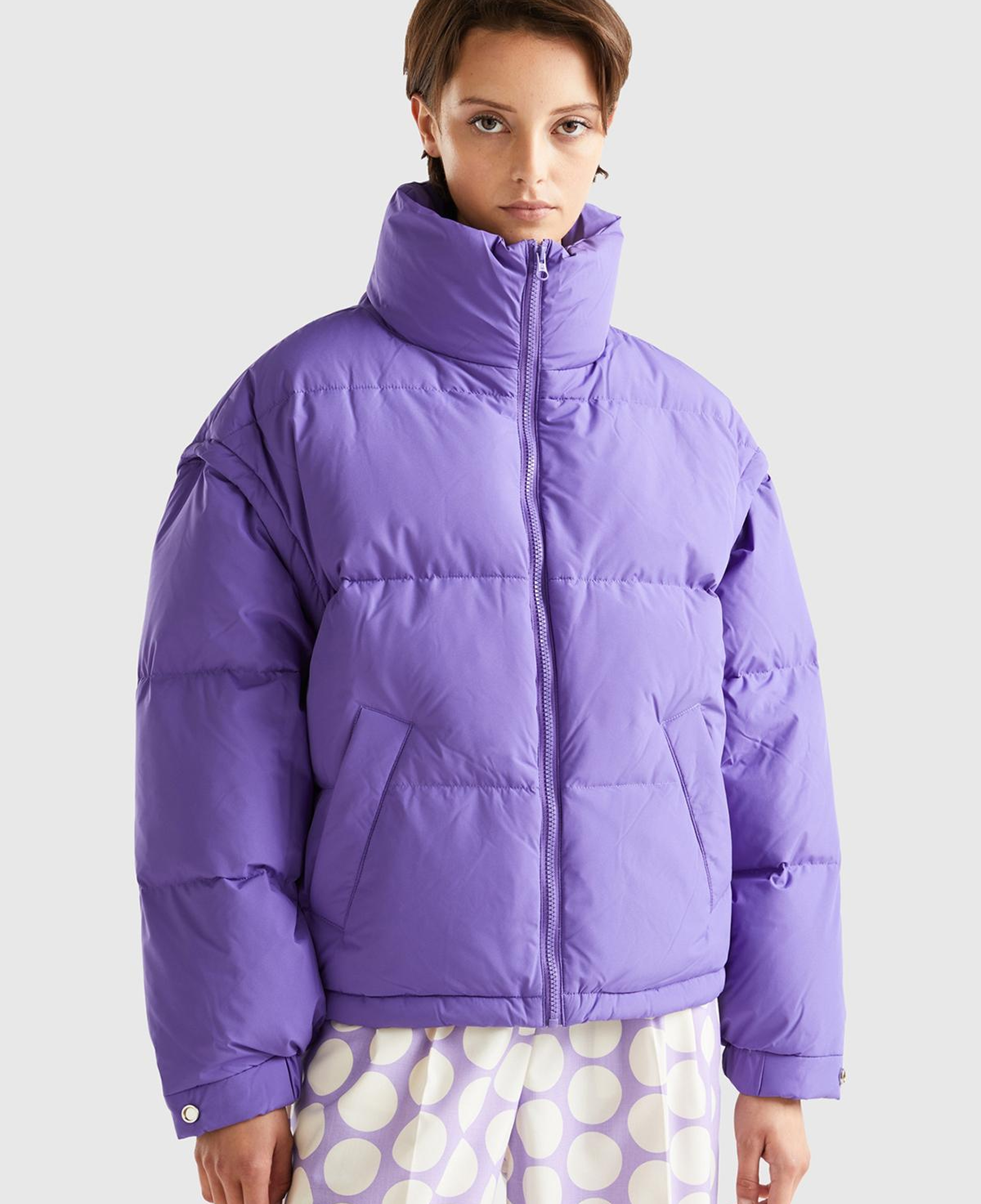 Kadın Mor Kaz Tüyü Dolgulu Pufa Mont